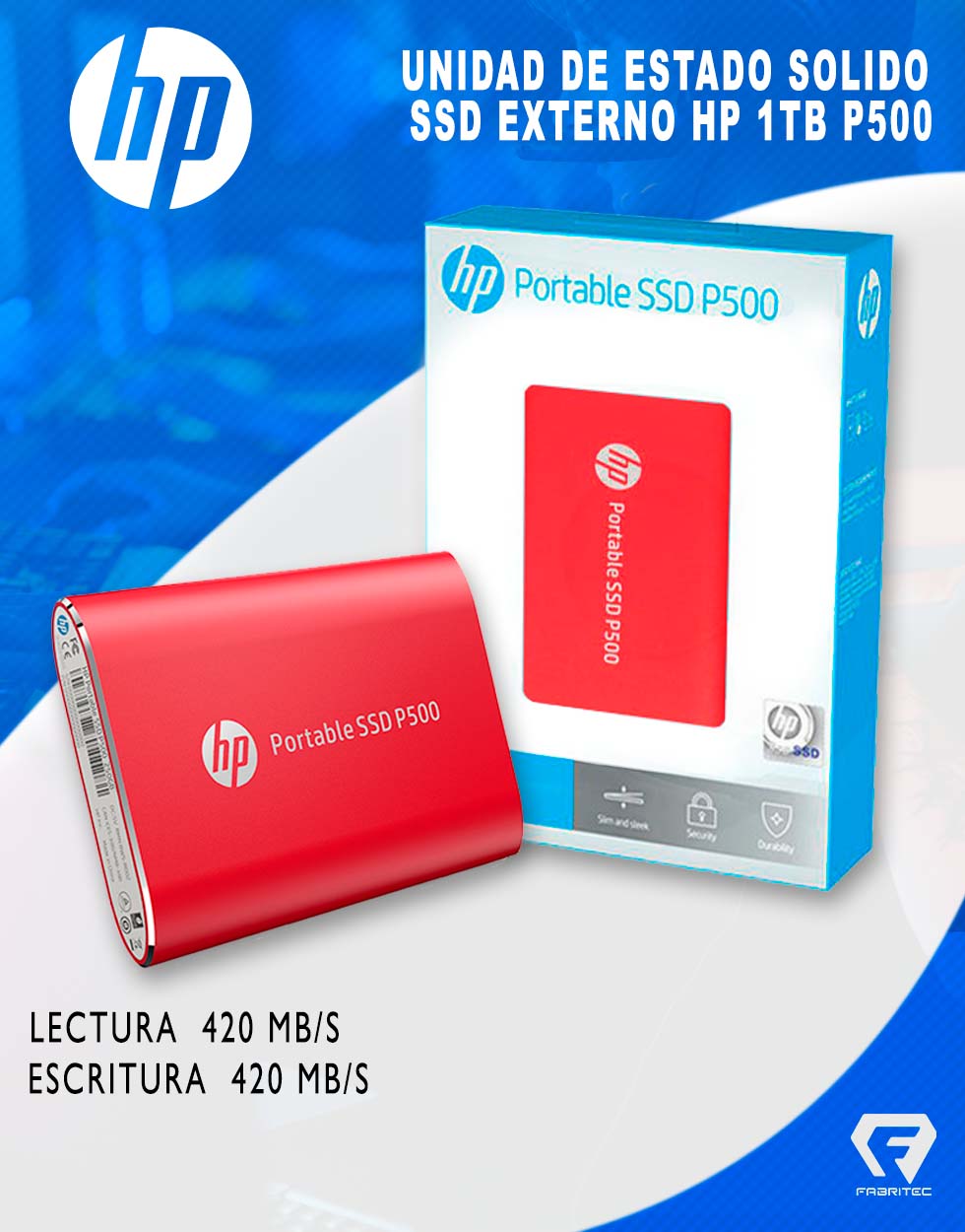SSD EXTERNO HP 1TB P500 ( 1F5P5AA#ABB ), USB 3.2, GEN2 X2, TIPO C