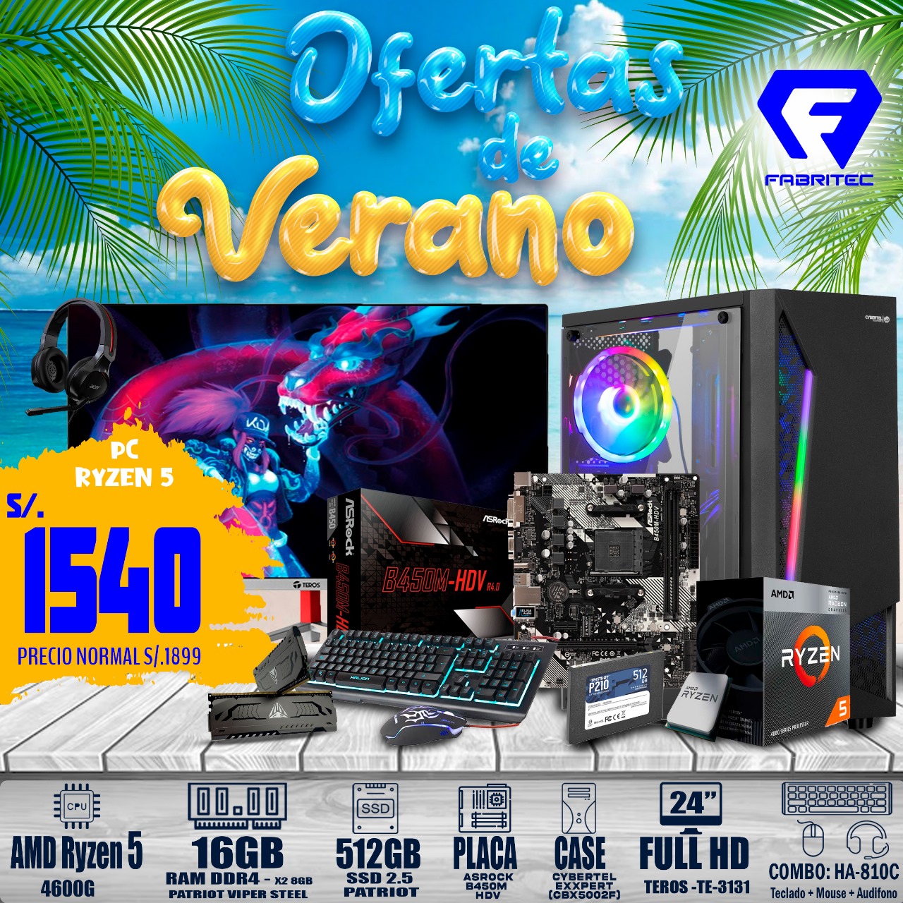 PC GAMER COMPLETA RYZEN 5 4600G