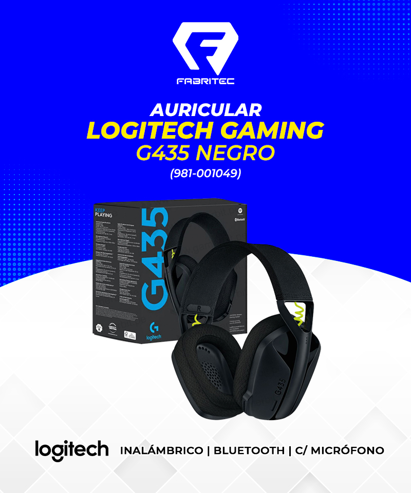 AURICULAR LOGITECH GAMING G435 NEGRO ( 981-001049 ), INALAMBRICO, BLUETOOTH, C/ MICROFONO