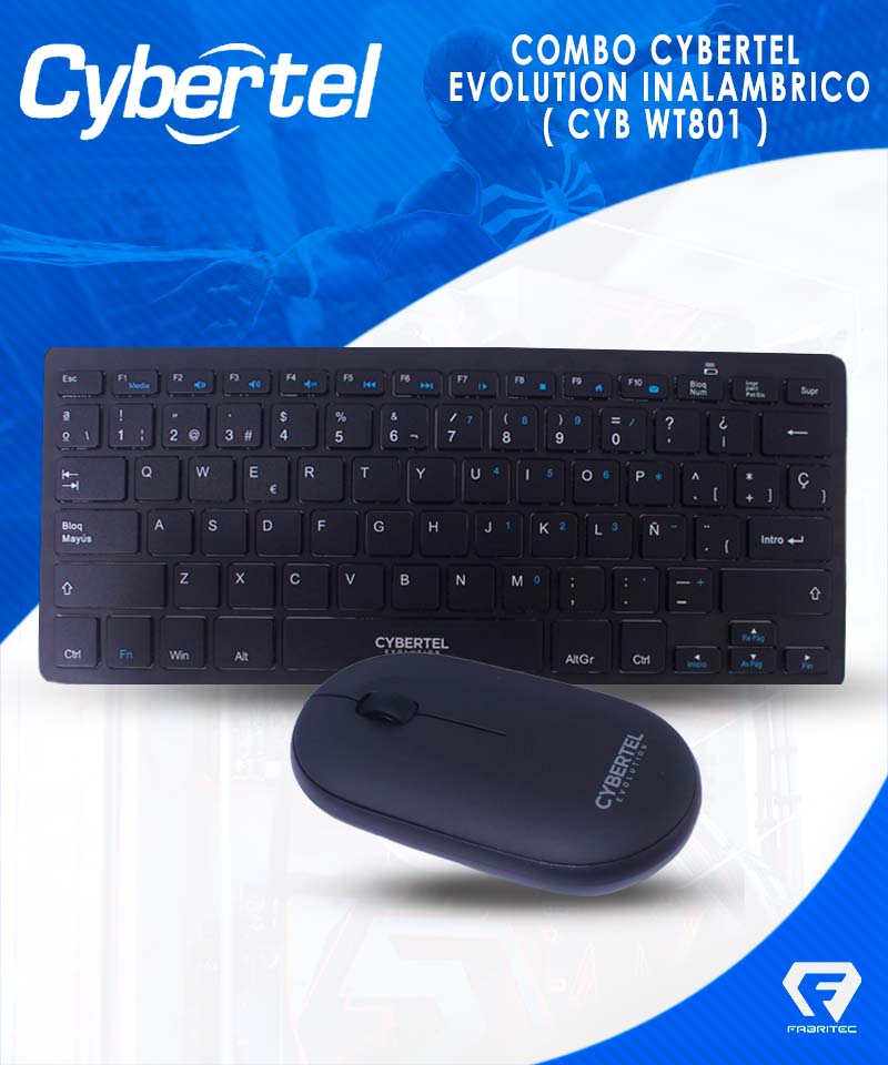 COMBO CYBERTEL EVOLUTION CYB WT801 TECLADO MOUSE INALAMBRICO USB CORPORACION FABRITEC