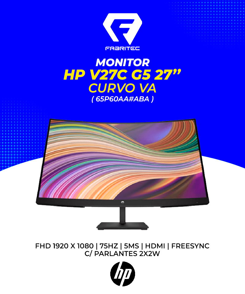 Monitor HP V27c G5 27” Curvo 75hz 5ms con Parlante FHD HP