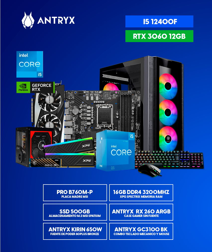 PC ANTRYX GAMER INTEL I5 12400F