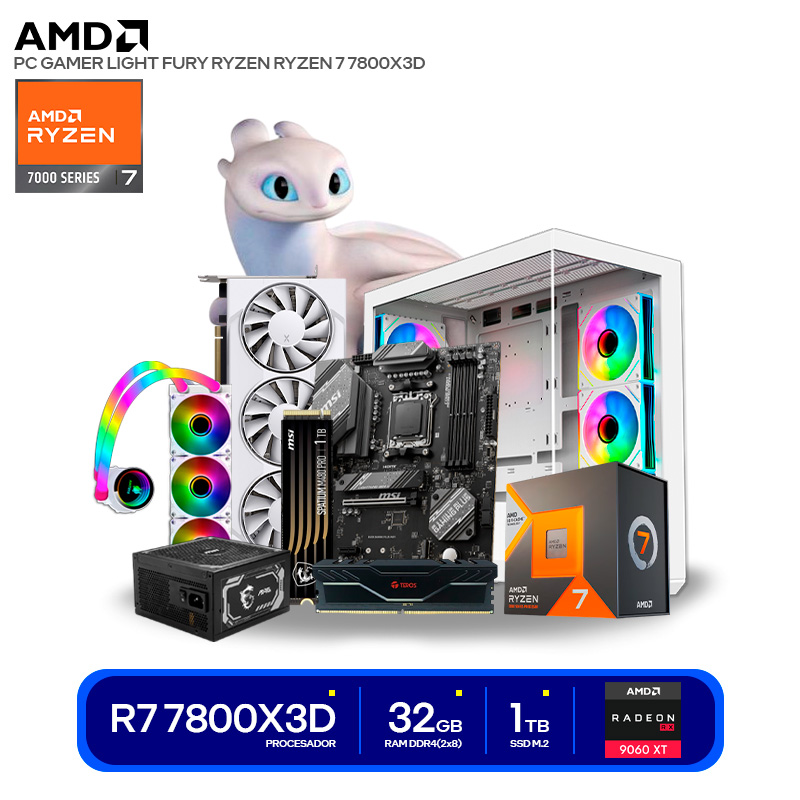 PC GAMER LIGHT FURY RYZEN RYZEN 7 7800X3D