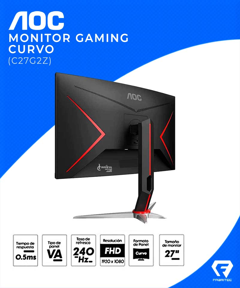 Monitor Gaming AOC C27G2Z Curvo 27 WLED FHD VA 240Hz 0.5Ms