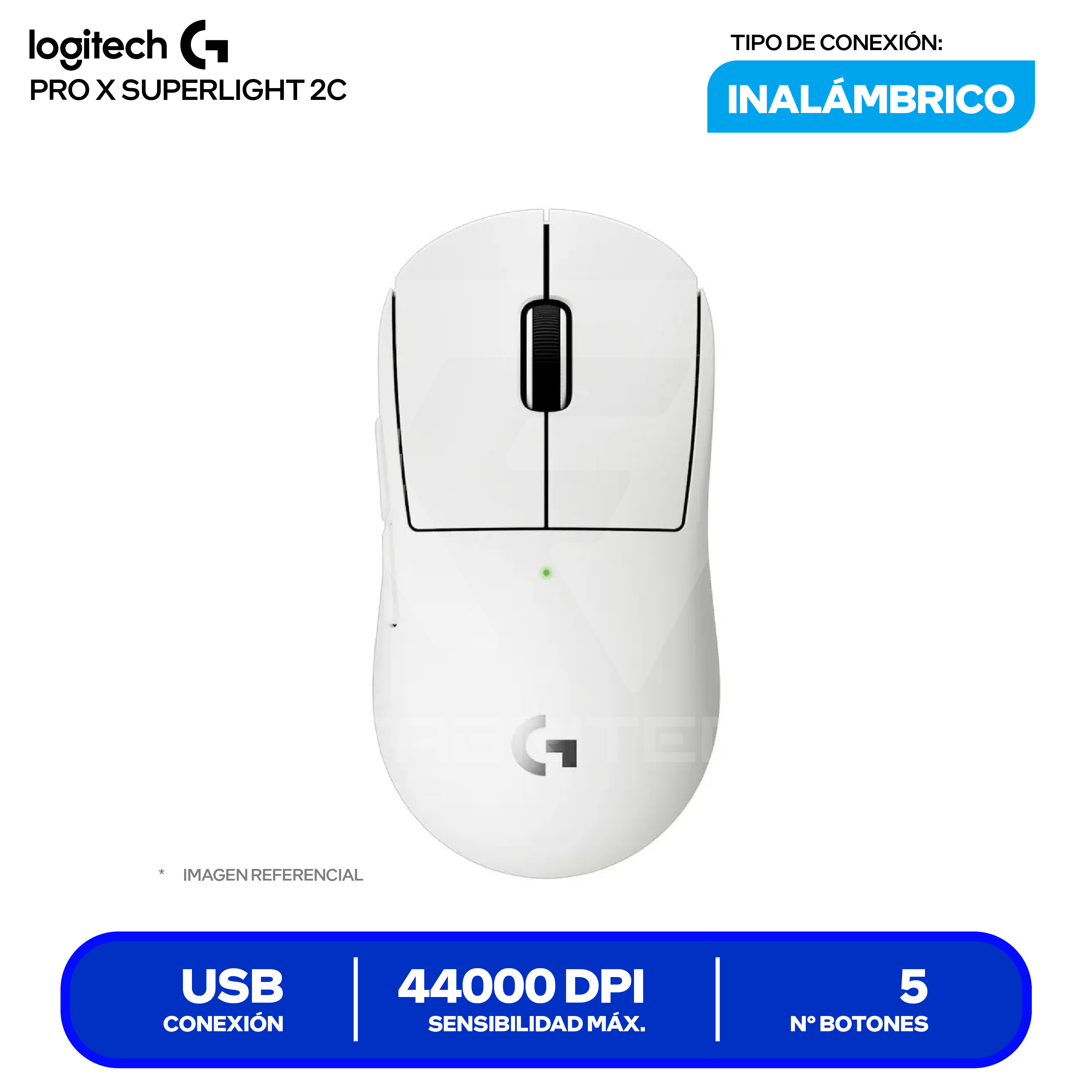 Mouse Gamer Inalámbrico Logitech PRO X SUPERLIGHT 2c ( 910-007537 ) Blanco 44.000 DPI