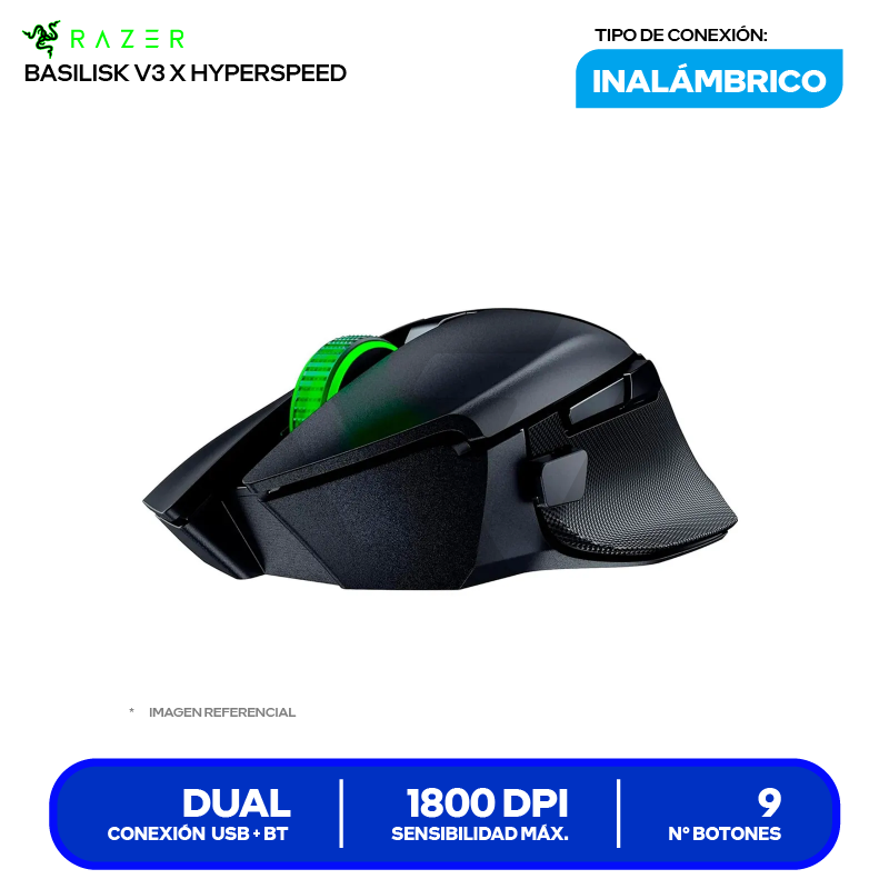 Mouse Gamer Inalámbrico/Dual RAZER ( RZ01-04870100-R3U1 ) Negro 1800 DPI