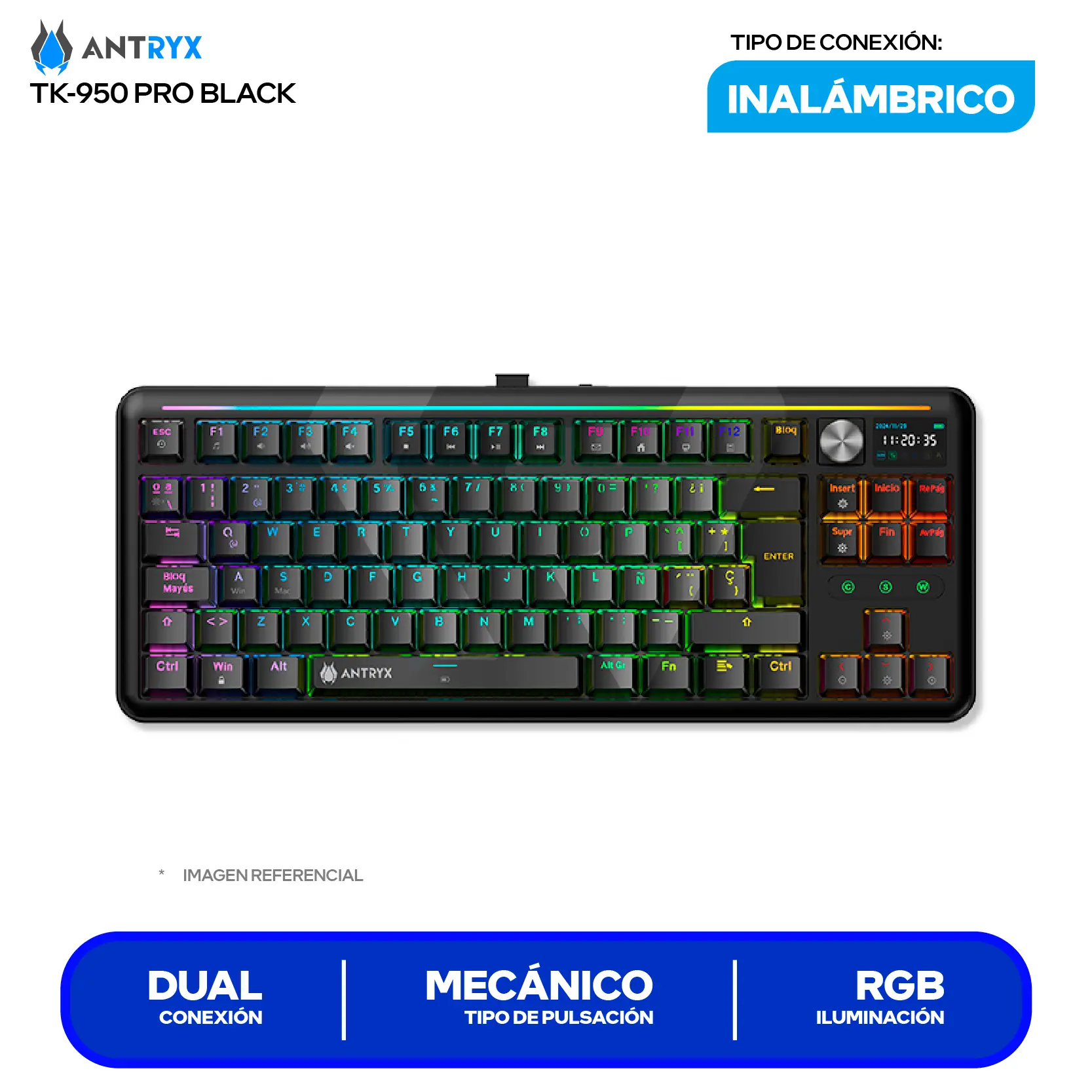 Teclado Gamer Inalámbrico Antryx TK950 PRO Black ( ATK-950PKGRE-SP ) Switch Red, Mecánico