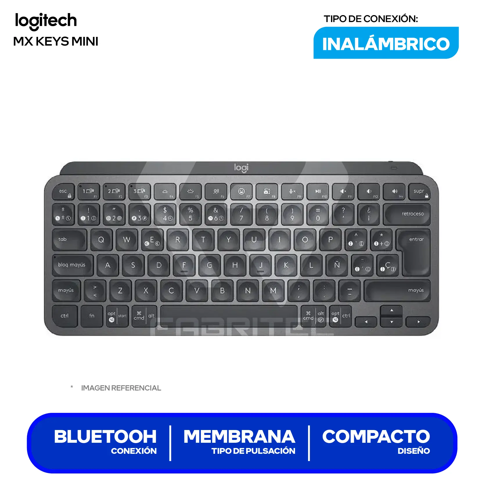Teclado Bluetooth Logitech MX Keys Mini Negro ( 920-010476 ) Membrana