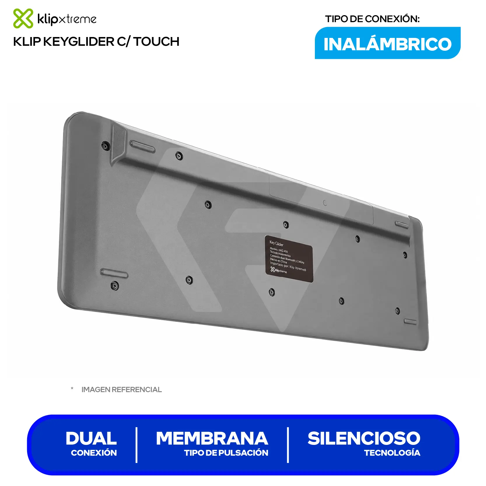 Teclado Inalámbrico Klipxtreme KeyGlider Gris ( KCK-550S ) Membrana