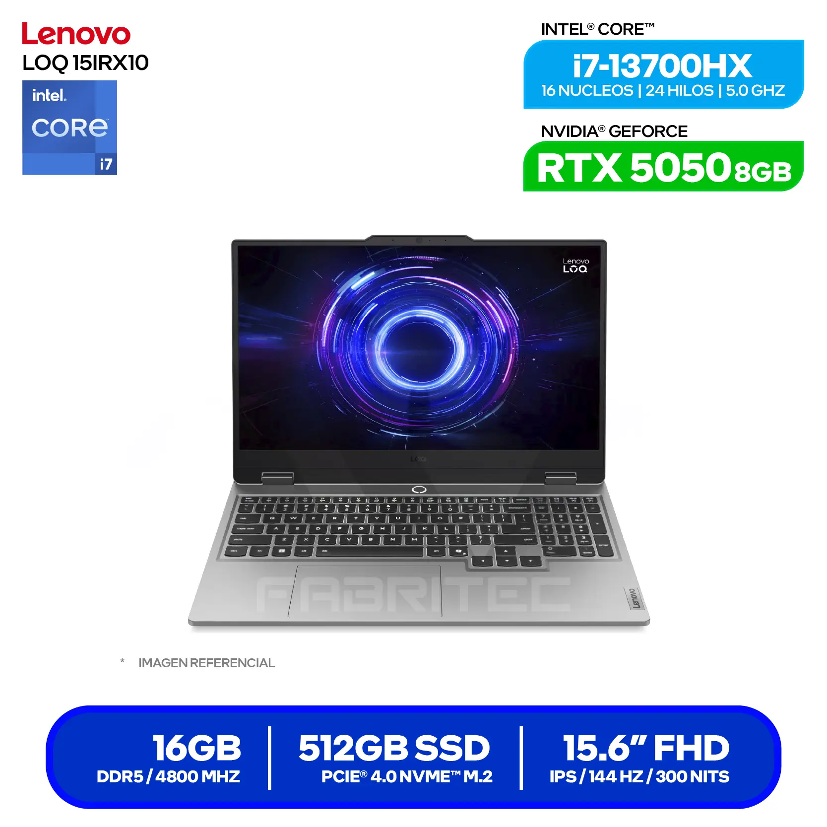 Laptop Lenovo LOQ 15IRX10 (83JE00Q8LM) Intel Core i7-13700HX, GeForce RTX 5050 8GB, RAM 16GB, SSD 512GB, 15,6'' FHD, FreeDos