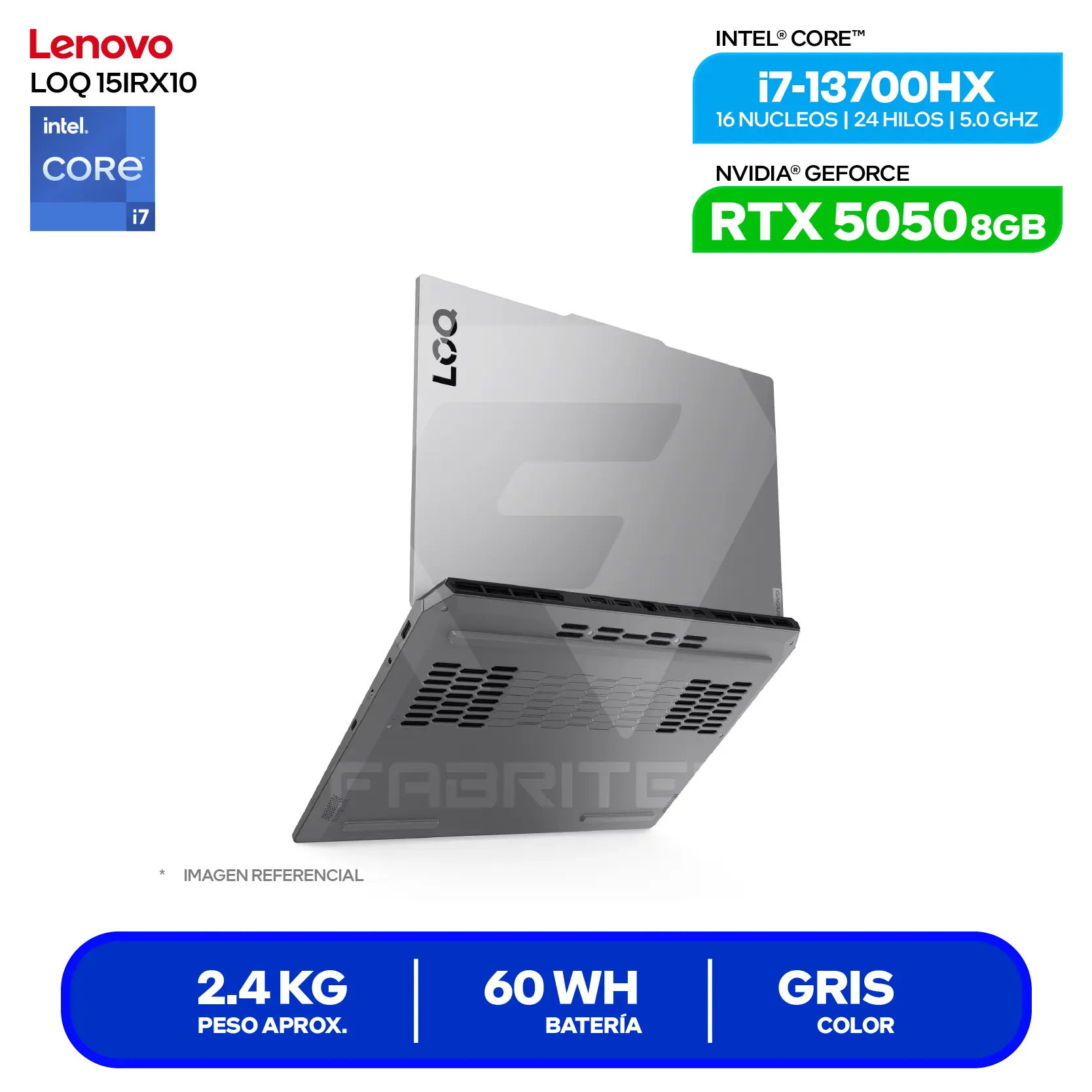 Laptop Lenovo LOQ 15IRX10 (83JE00Q8LM) Intel Core i7-13700HX, GeForce RTX 5050 8GB, RAM 16GB, SSD 512GB, 15,6'' FHD, FreeDos