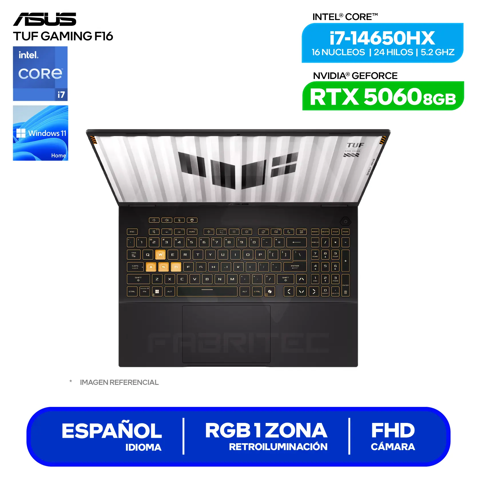 Laptop Asus Tuf Gaming F16 FX608JMR-RV352 (90NR0NB1-M00KY0) Intel Core I7-14650HX, GeForce RTX 5060 8GB, RAM 16GB, SSD 512GB, 16'' FHD+, FreeDos