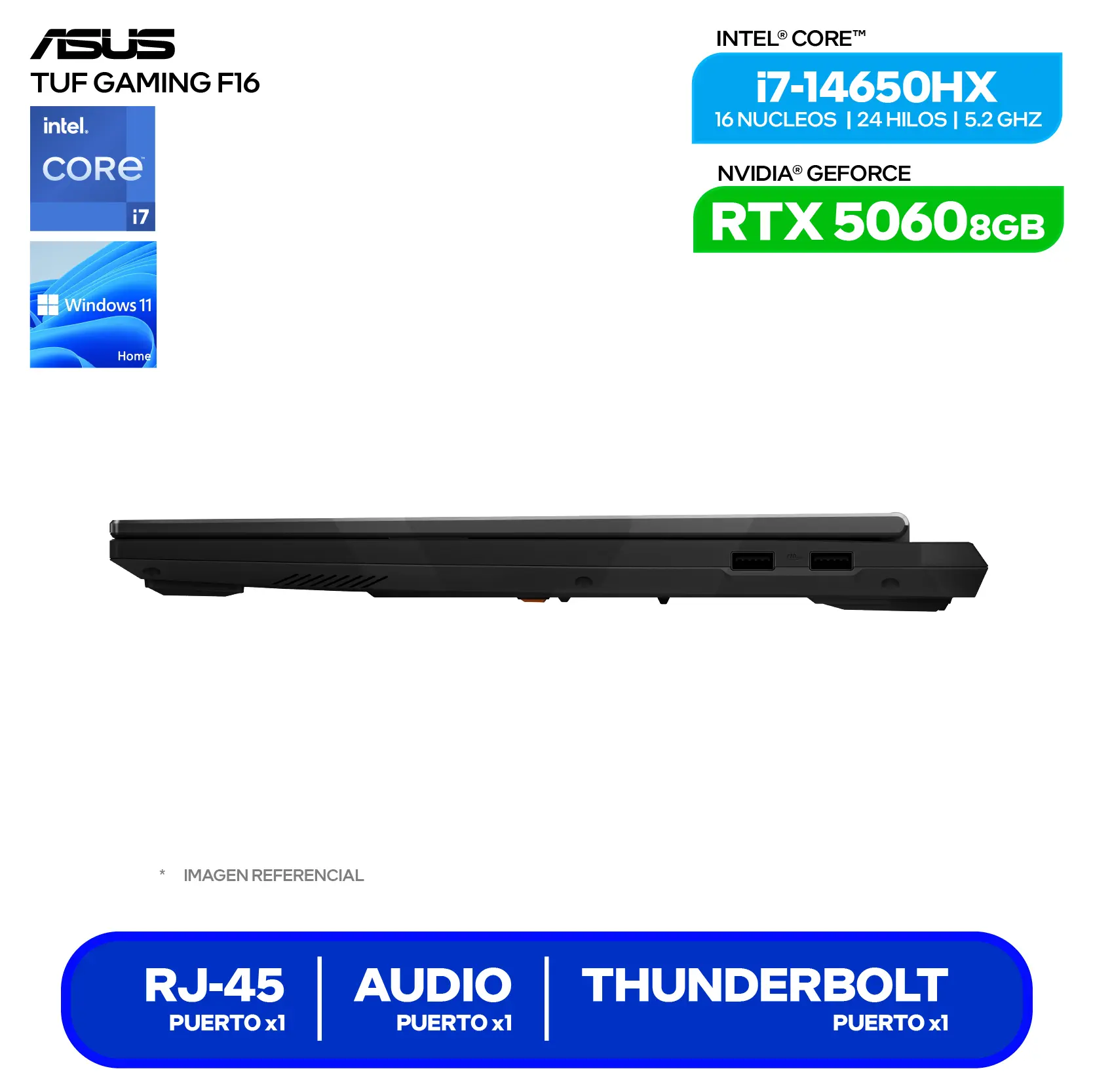 Laptop Asus Tuf Gaming F16 FX608JMR-RV352 (90NR0NB1-M00KY0) Intel Core I7-14650HX, GeForce RTX 5060 8GB, RAM 16GB, SSD 512GB, 16'' FHD+, FreeDos