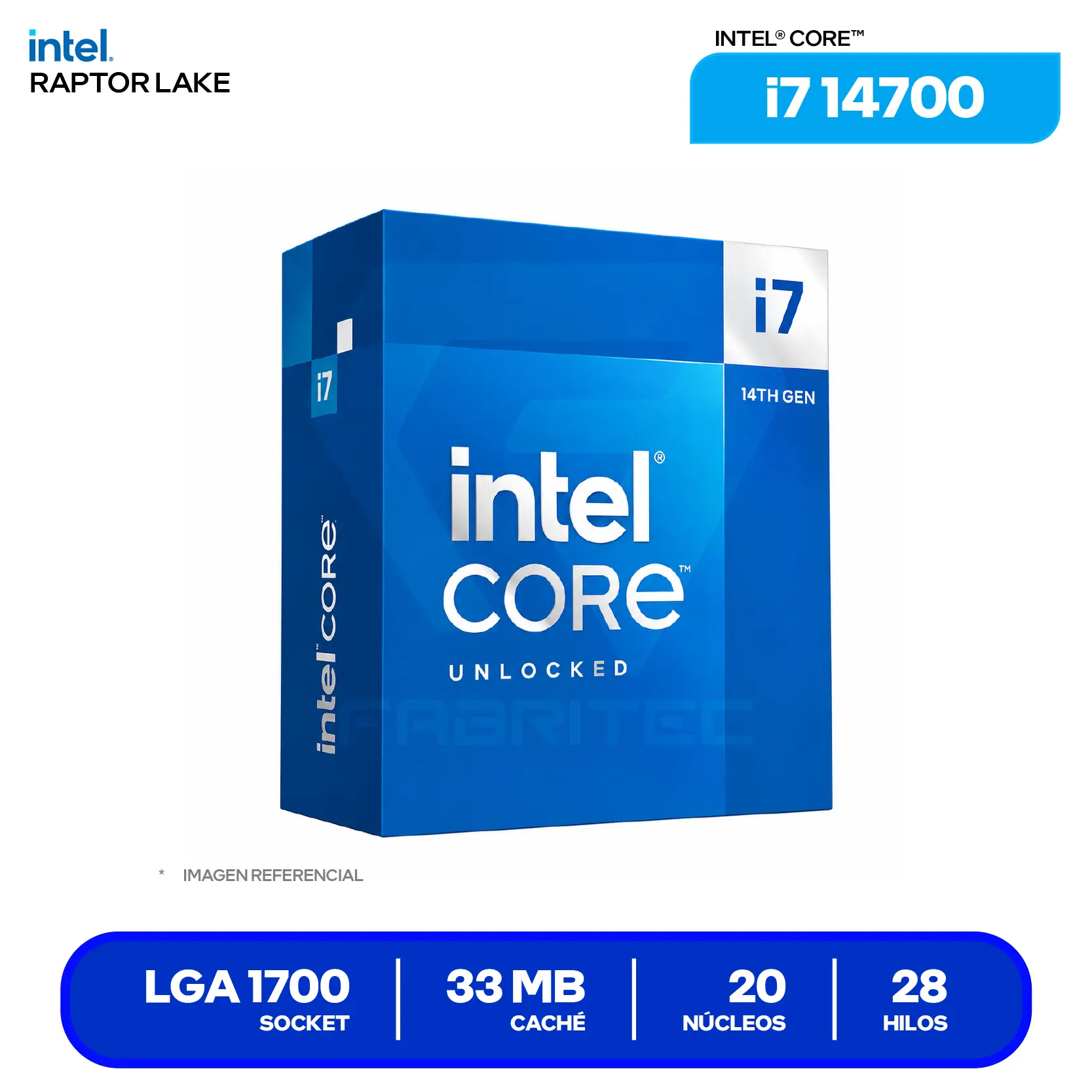 Procesador Intel Core i7-14700 (BX8071514700) 2.1 GHz / 5.4 GHz, 20 Núcleos, LGA1700