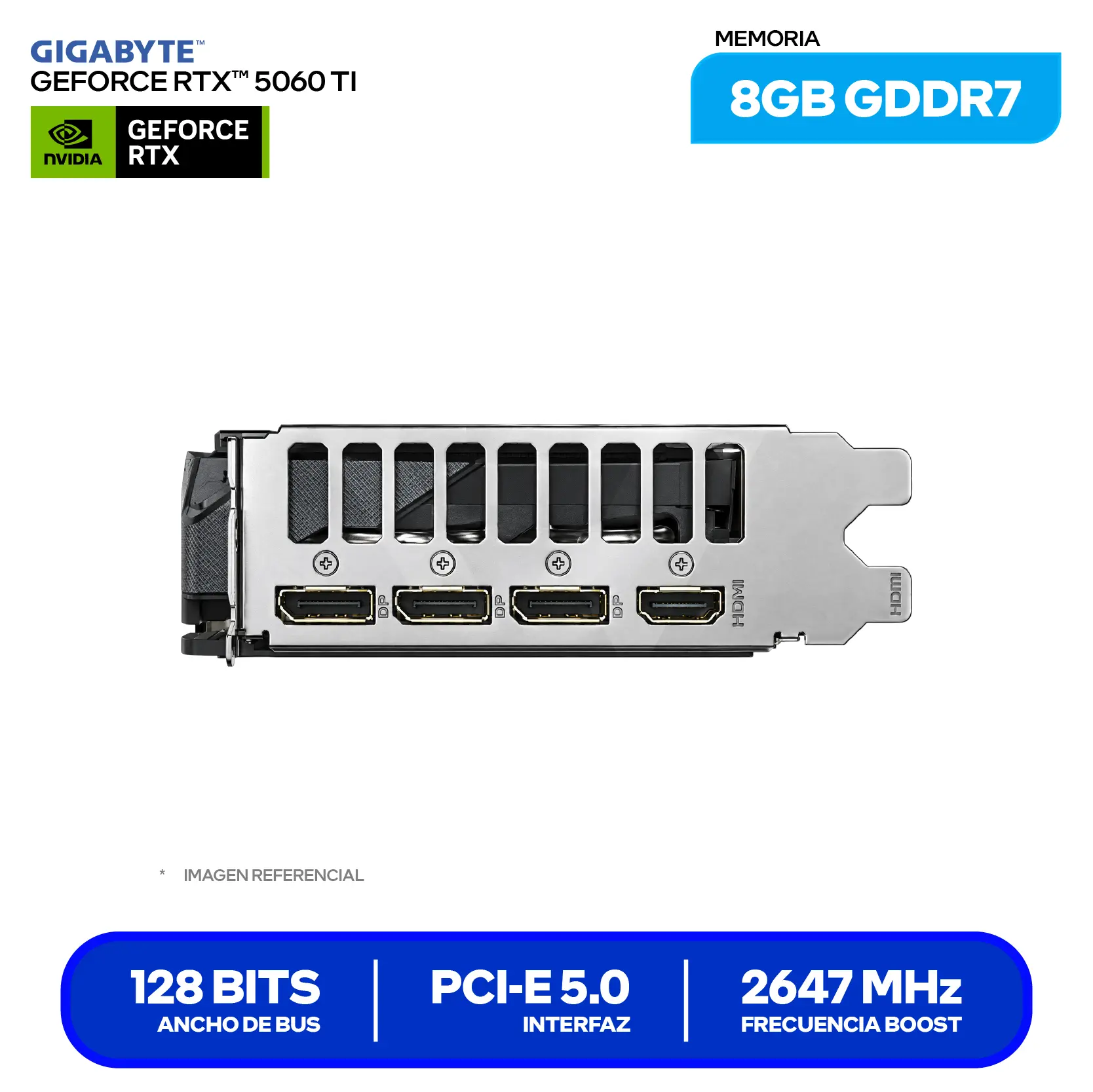 Tarjeta de video Gigabyte NVIDIA GeForce RTX 5060 Ti 8GB Gaming OC (GV-N506TGAMING OC-8GD) GDDR7, 3x DisplayPort, 1x HDMI