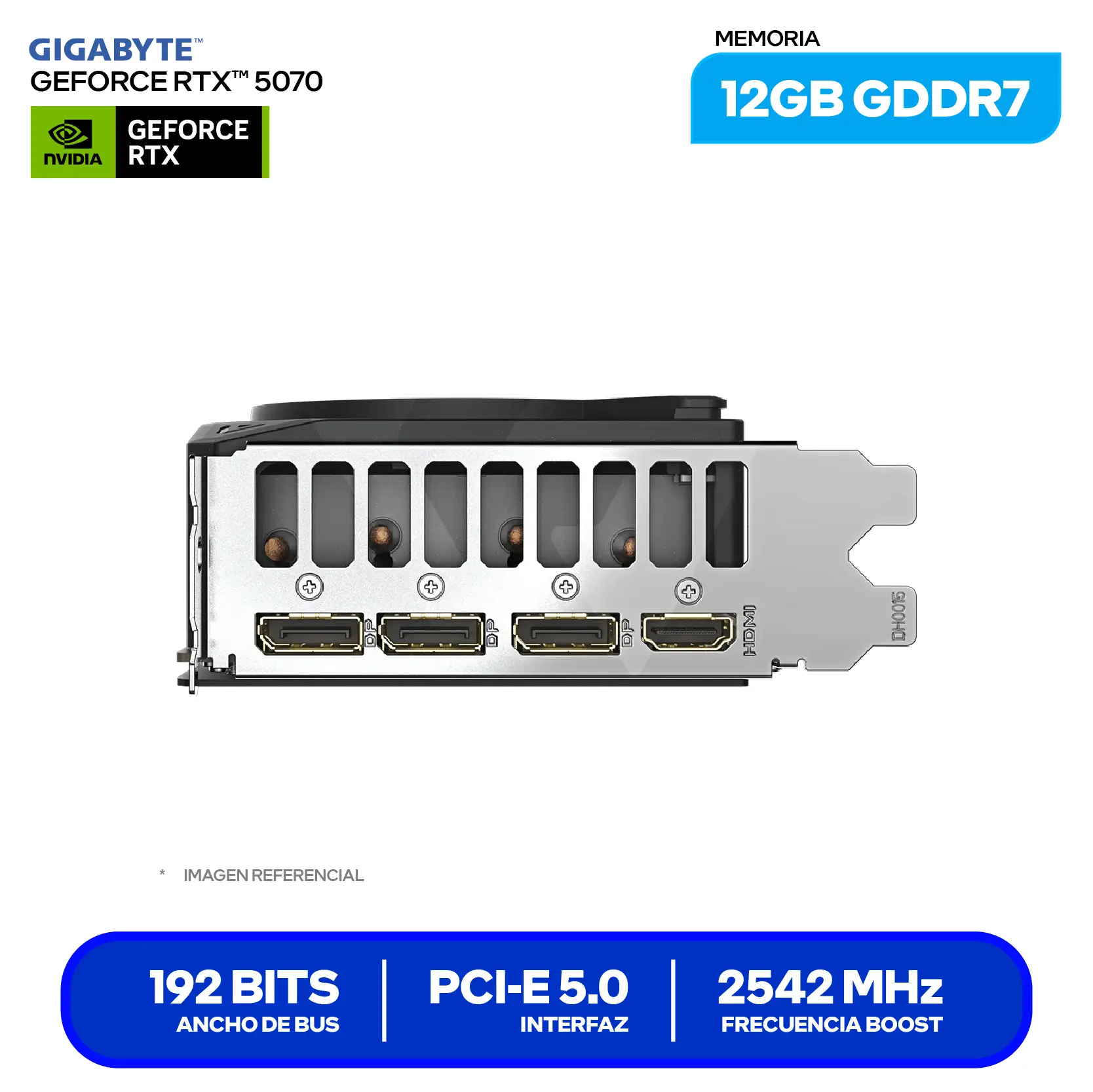 Tarjeta de video Gigabyte NVIDIA GeForce RTX 5070 Windforce OC SFF 12GB (GV-N5070WF3OC-12GD) GDDR7, 3x DisplayPort, 1x HDMI