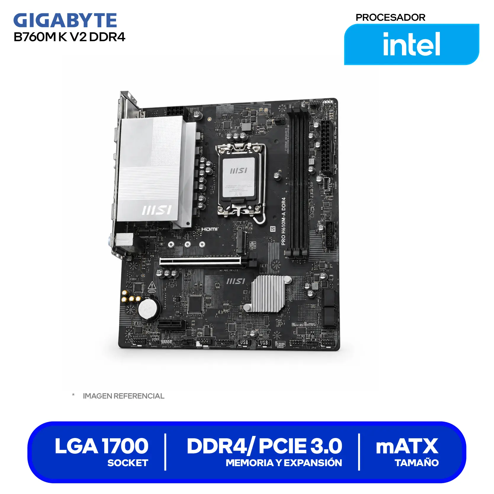 Placa madre Gigabyte B760M K V2 (9MB76MK24-00-G10) LGA1700, DDR4, mATX