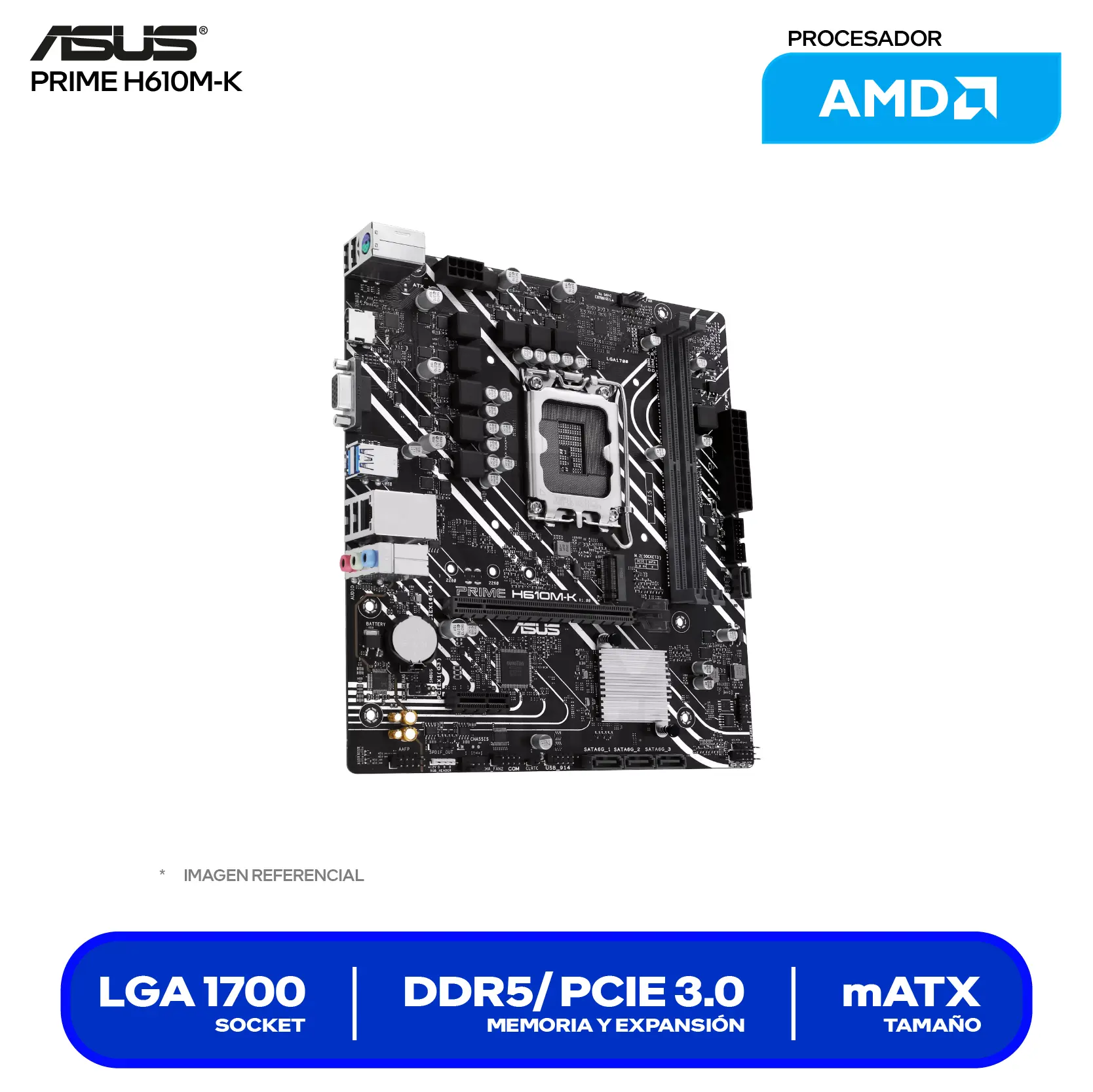 Placa Madre Asus Prime H610M-K D5 (90MB1GA0-M0EAY0) LGA1700, DDR5, mATX