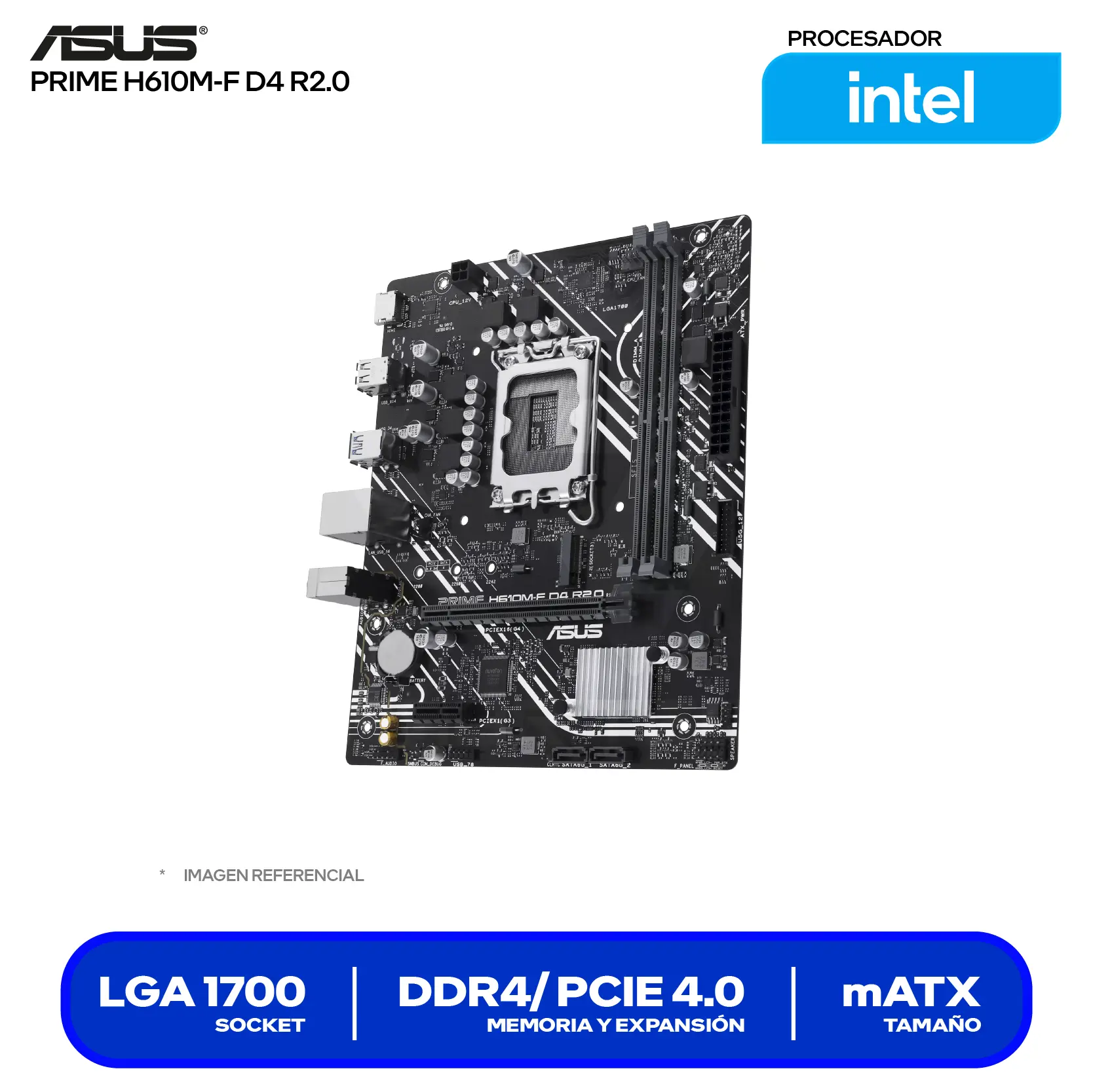 Placa Madre Asus Prime H610M-F D4 R2.0 (90MB1H70-M0EAY0) LGA1700, DDR4, mATX
