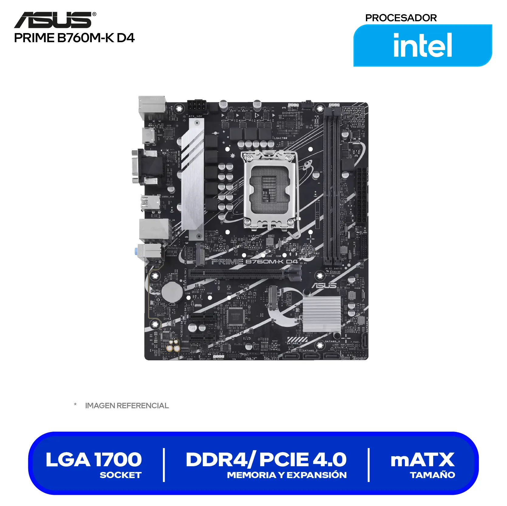 Placa Madre Asus Prime B760M-K D4 (90MB1DS0-M1EAY0) LGA1700, DDR4, mATX