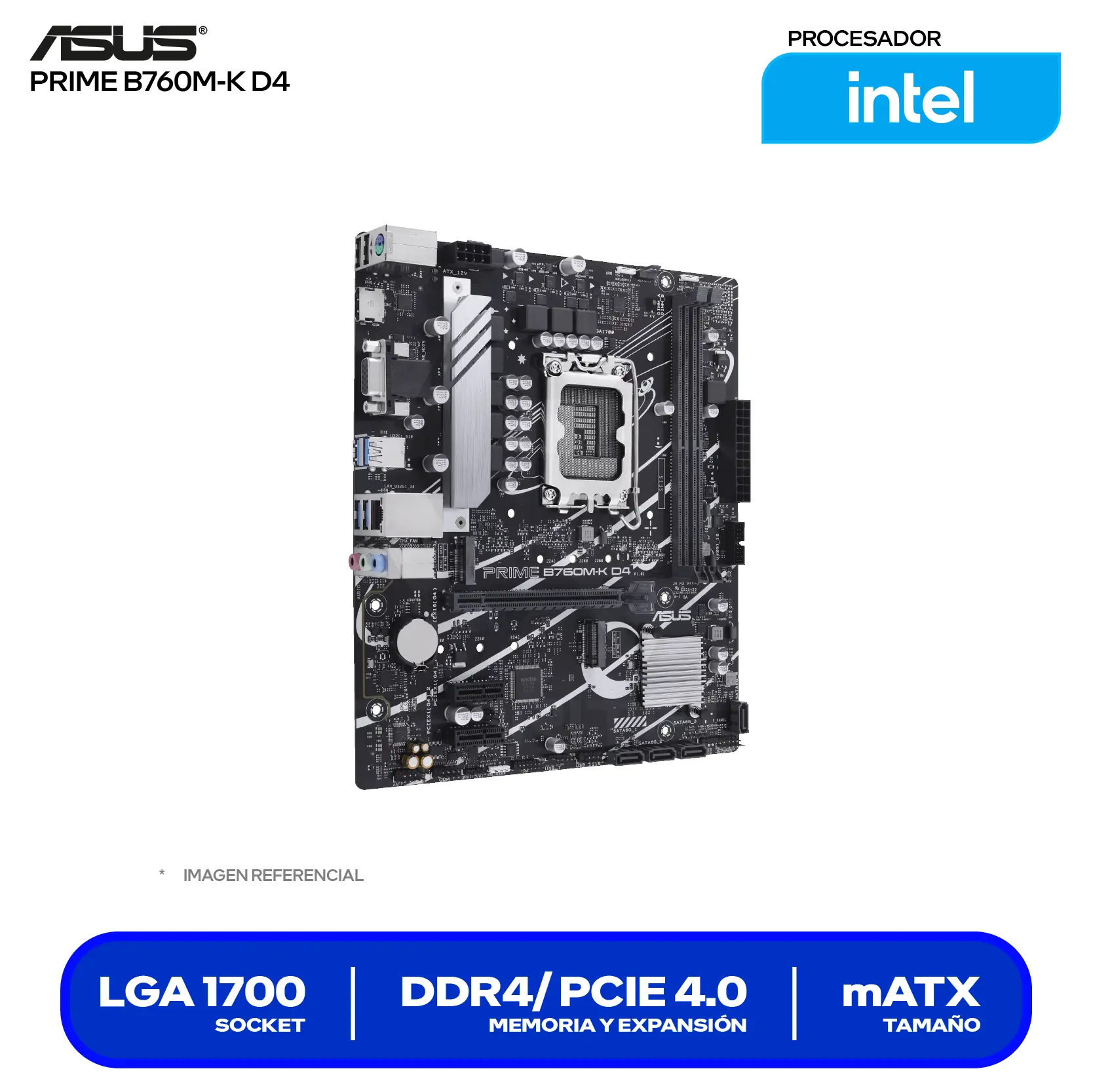 Placa Madre Asus Prime B760M-K D4 (90MB1DS0-M1EAY0) LGA1700, DDR4, mATX