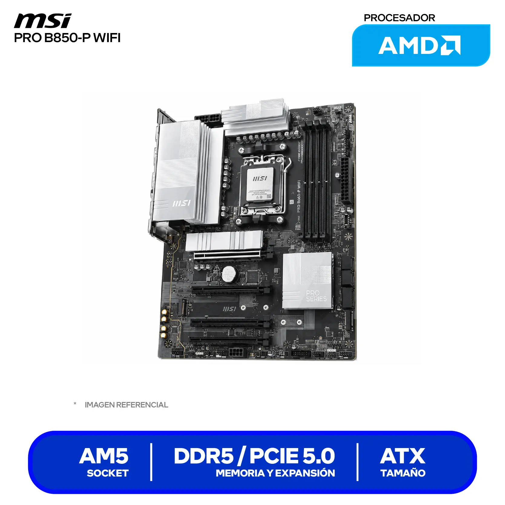 Placa Madre MSI PRO B850-P WIFI (PRO B850-P WIFI) AM5, DDR5, ATX, Wi-Fi 7