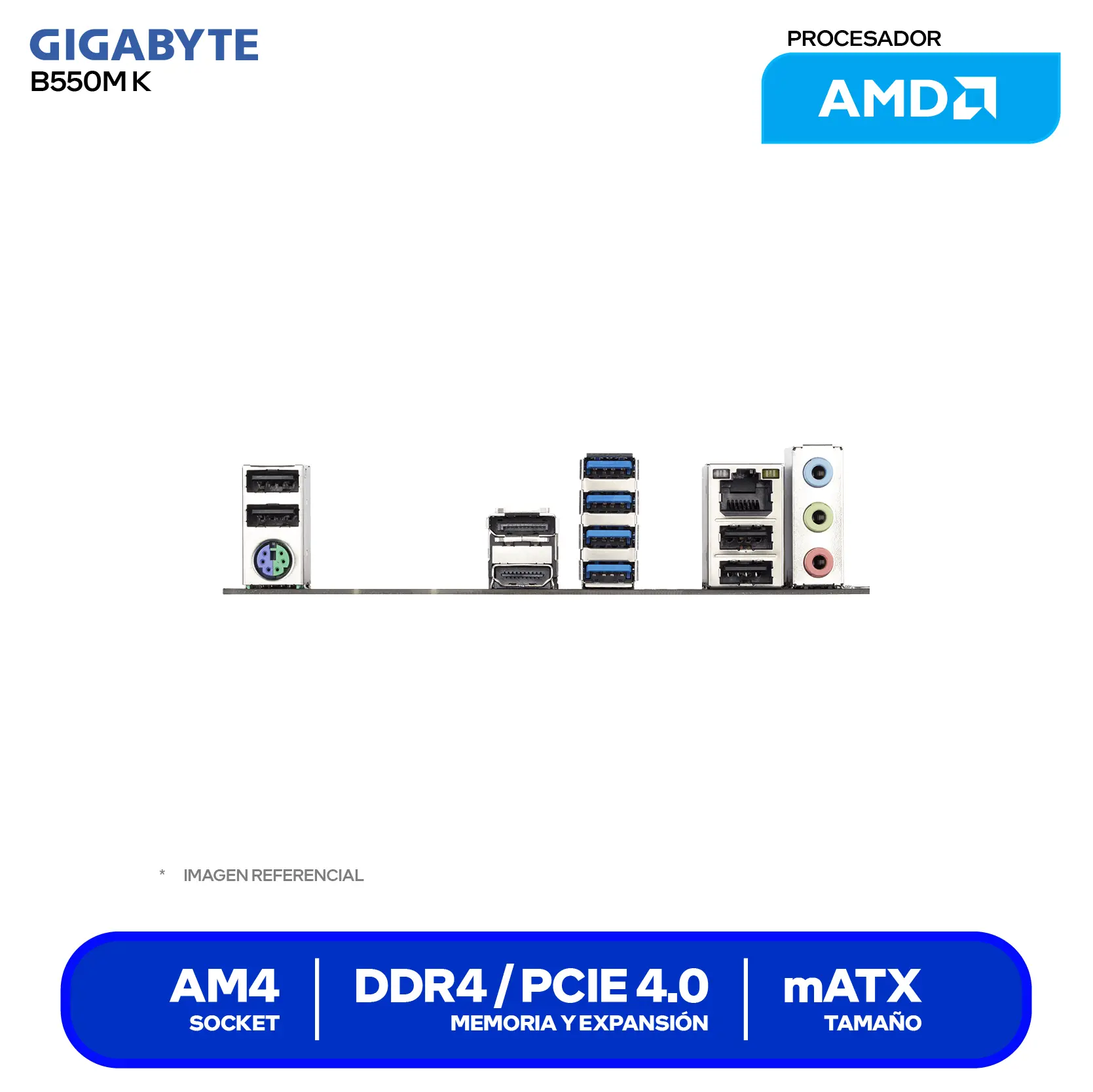 Placa Madre Gigabyte B550M K (B550M K) AM4, DDR4, Micro-ATX