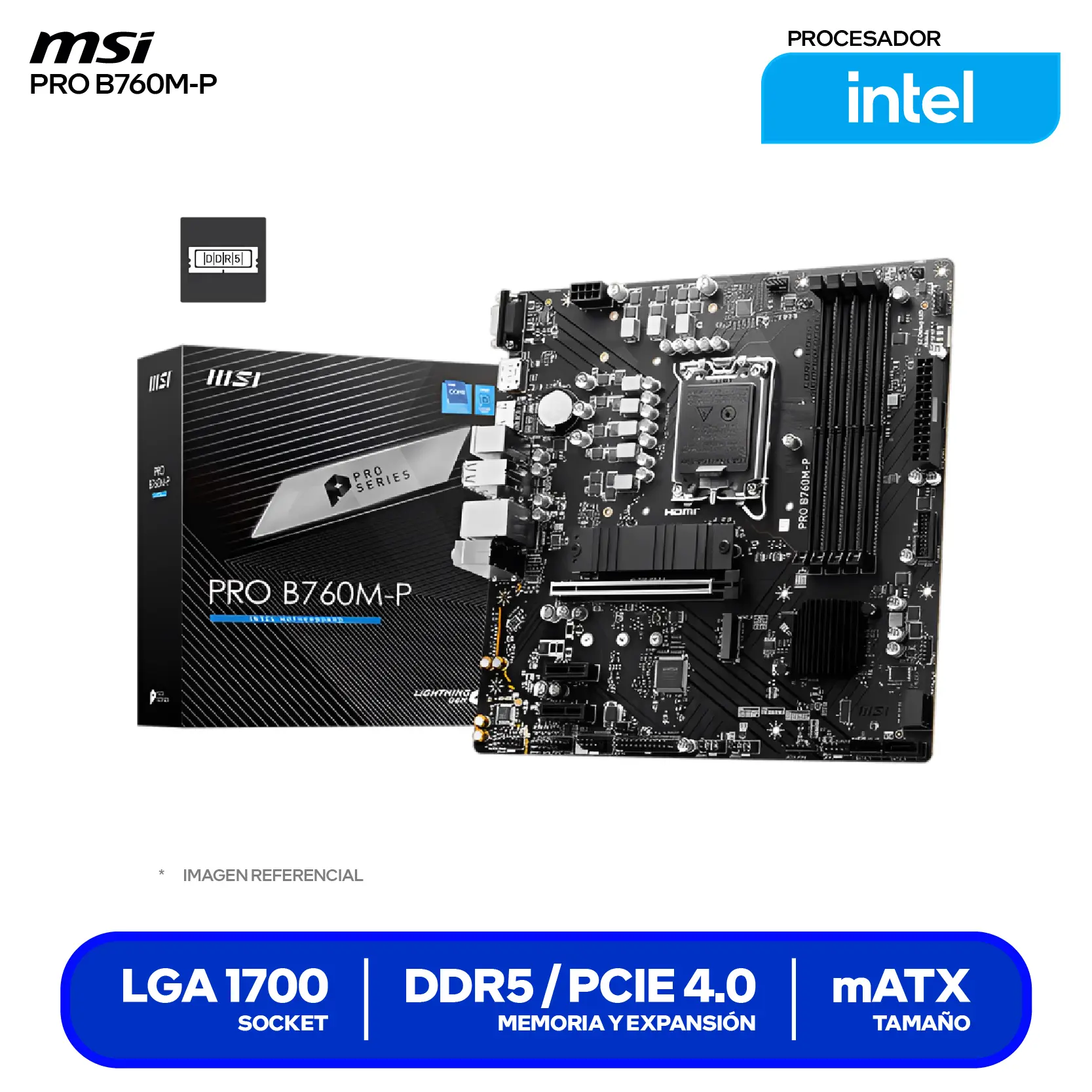 Placa Madre MSI PRO B760M-P (PRO B760M-P) LGA1700, DDR5, mATX
