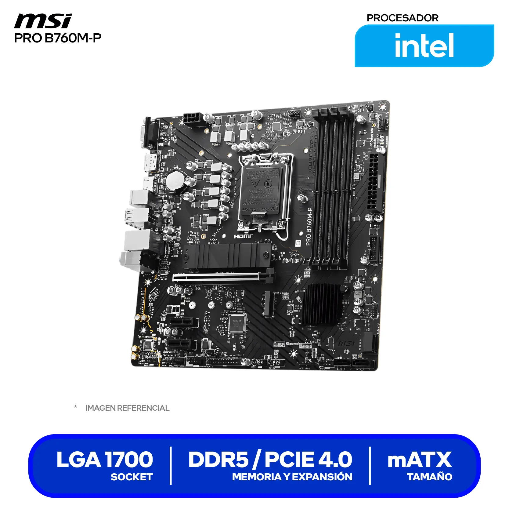 Placa Madre MSI PRO B760M-P (PRO B760M-P) LGA1700, DDR5, mATX