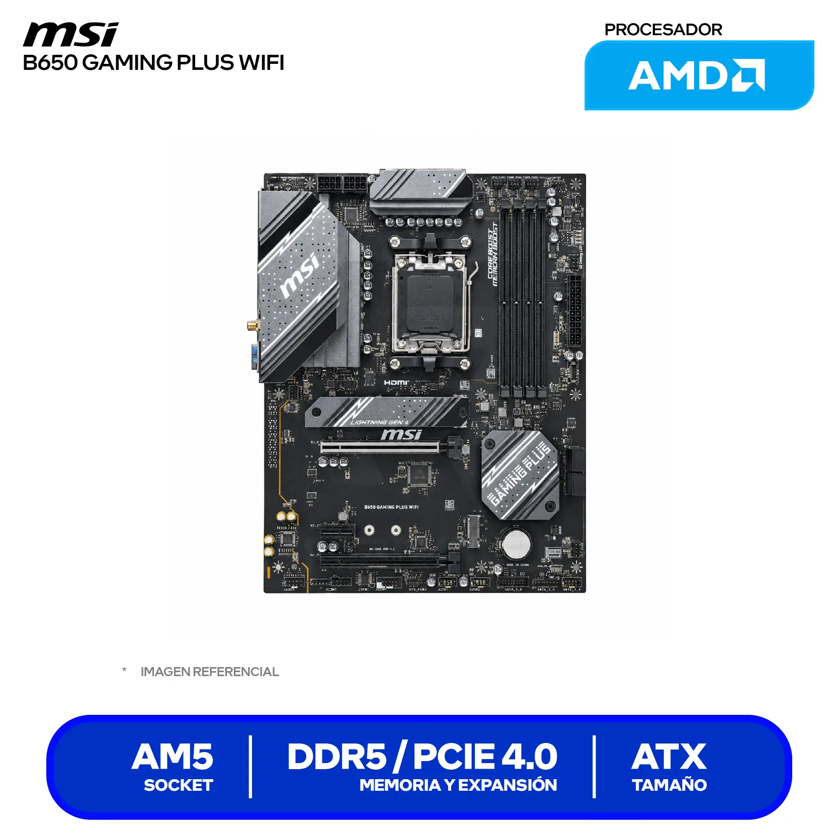 Placa Madre MSI B650 Gaming Plus WiFi (B650 GAMING PLUS WIFI) AM5, DDR5, ATX