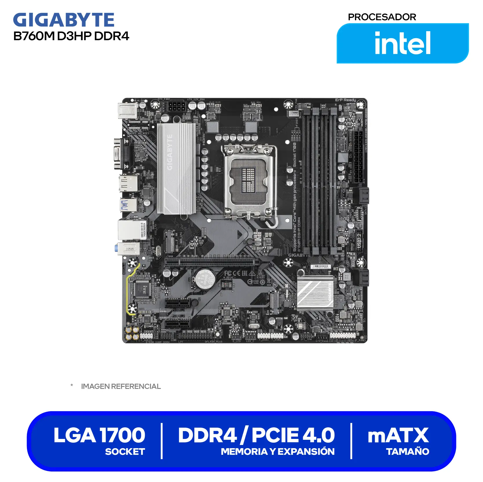 Placa Madre Gigabyte B760M D3HP D5 (B760M D3HP) LGA1700, DDR5, Micro-ATX,