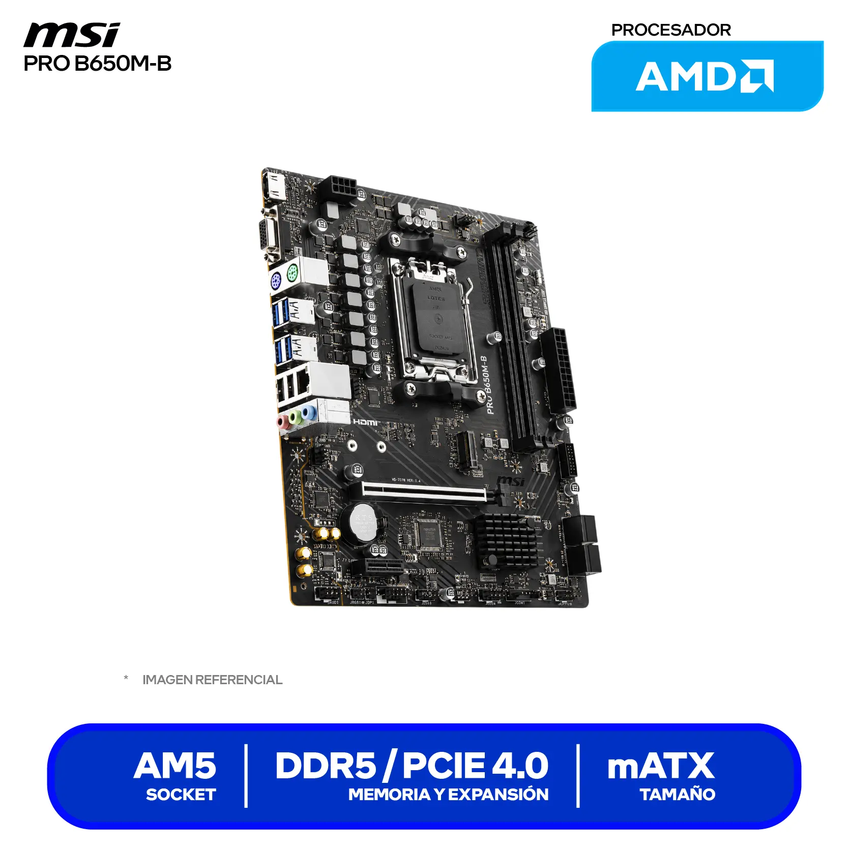Placa Madre MSI PRO B650M-B (PRO B650M-B) AM5, DDR5, Micro-ATX