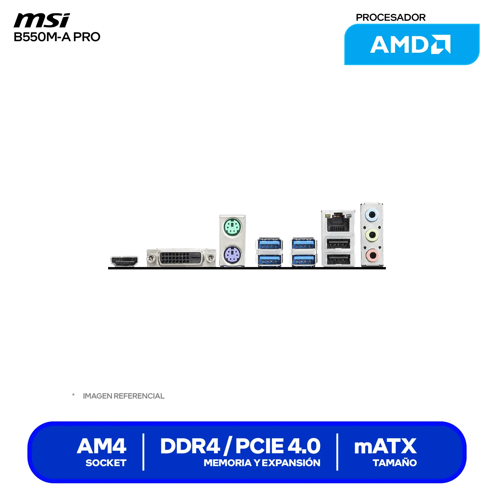 Placa Madre MSI B550M-A PRO (B550M-A PRO)AM4,  DDR4, mATX