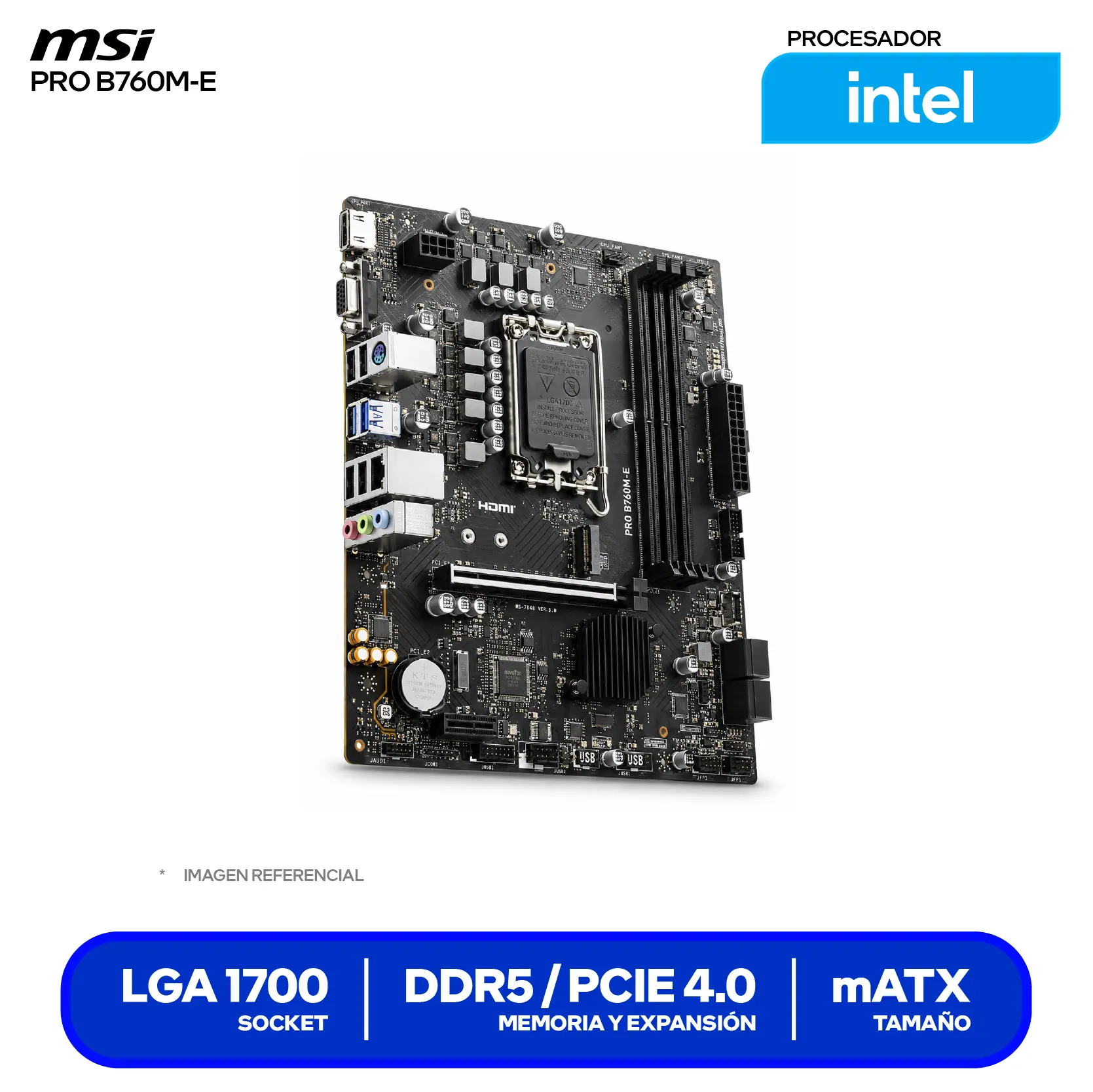 Placa Madre MSI PRO B760M-E (PRO B760M-E) LGA1700, DDR5, mATX