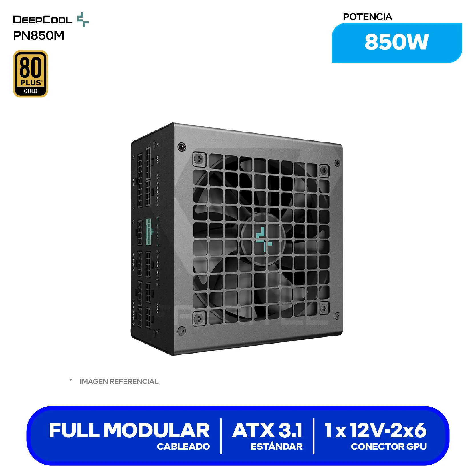 Fuente de Poder DeepCool PN850M 850W (R-PN850M-FC0B-JGUS) 80 Plus Gold, Full Modular