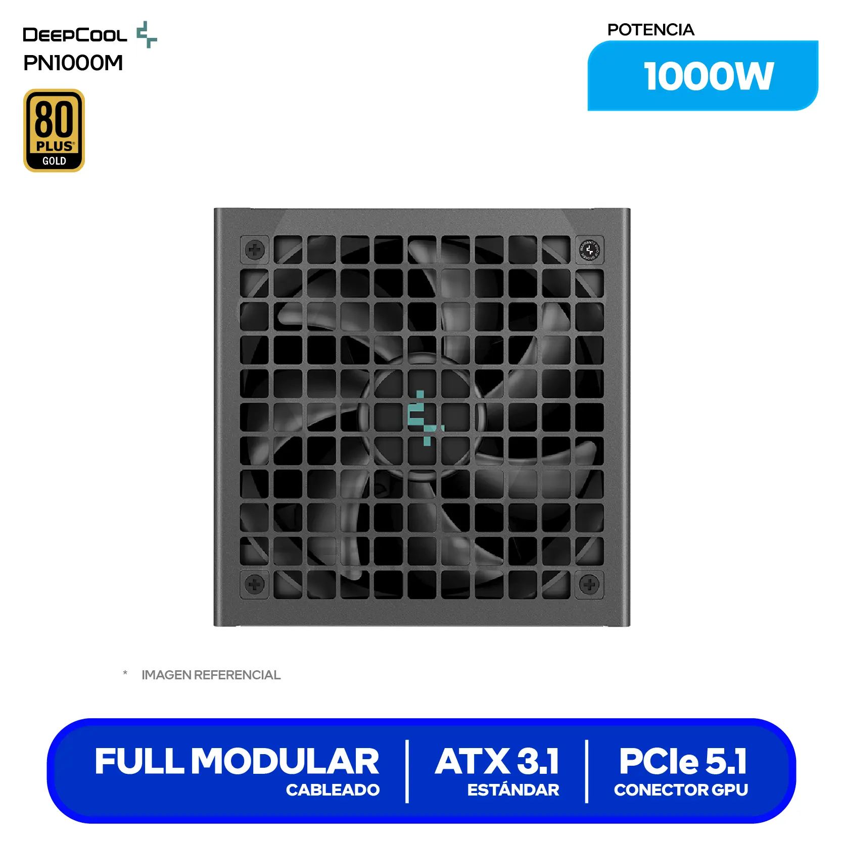 Fuente de Poder DeepCool PN1000M 1000W (R-PNA00M-FC0B-JGUS) 80 Plus Gold, Full Modular