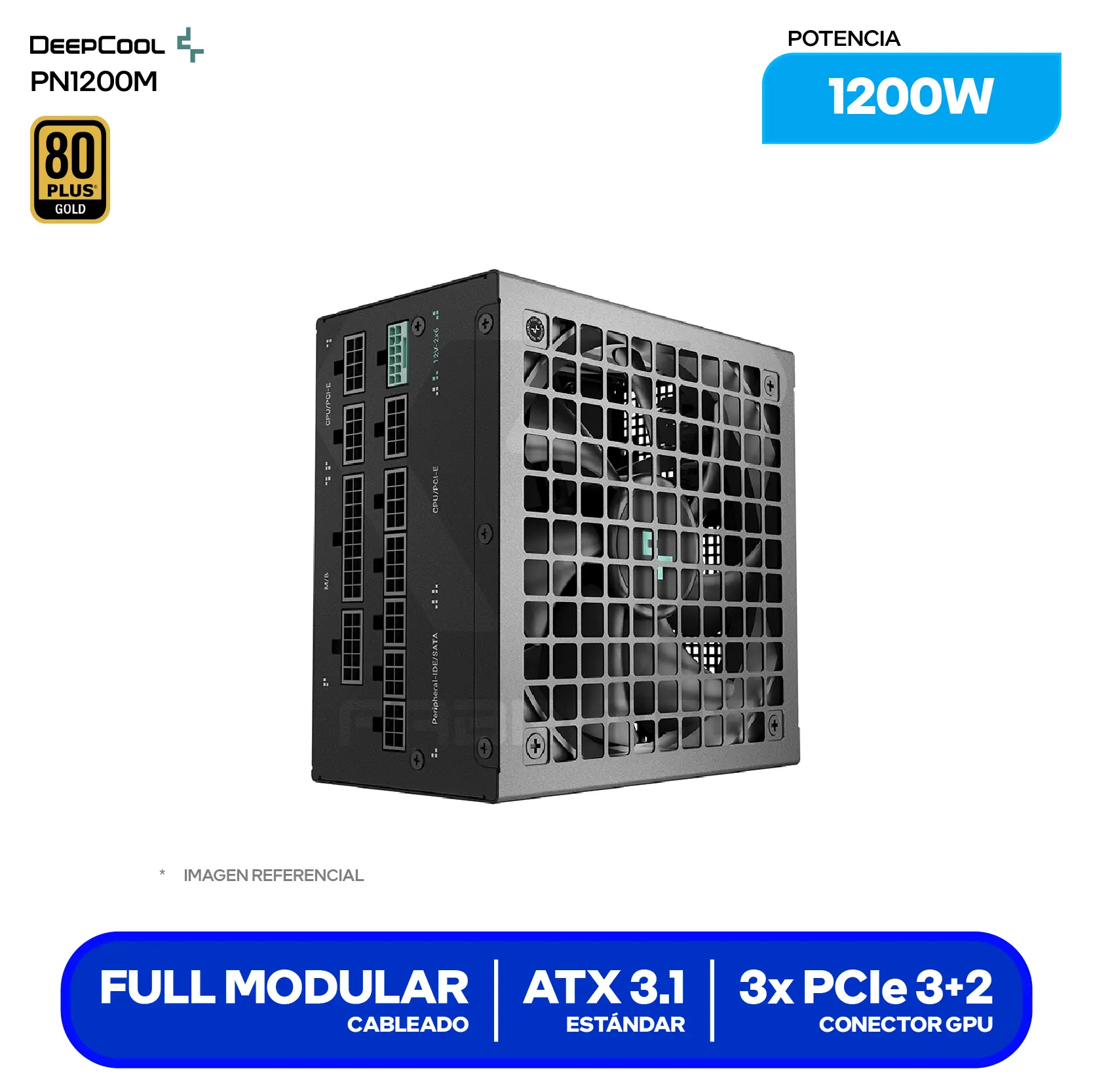 Fuente de Poder DeepCool PN1200M 1200W (R-PNC00M-FC0B-JGUS) 80 Plus Gold, Full Modular