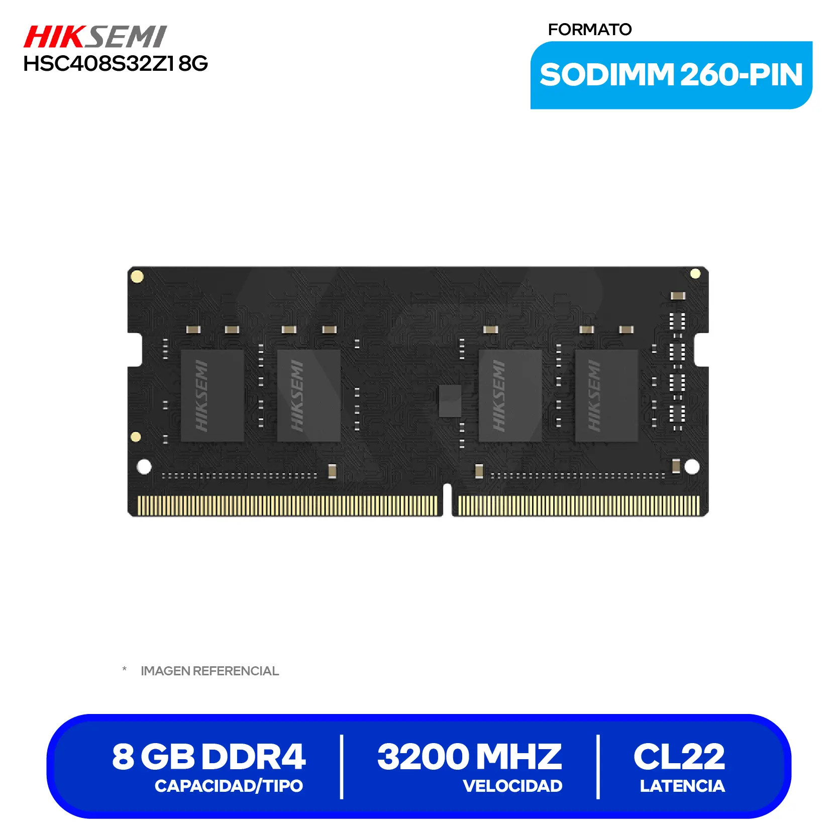 Memoria SO-DIMM Hiksemi Hiker (HSC408S32Z1 8G) 8GB, DDR4, 3200 MHz