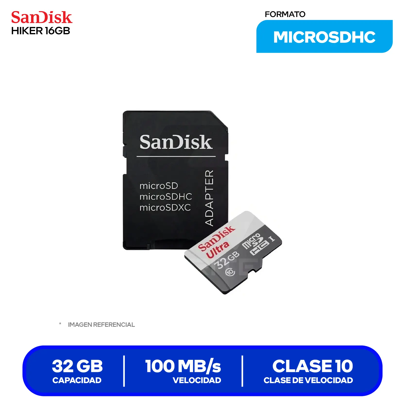 Memoria MicroSD SanDisk Ultra (SDSQUNR-032G-GN3MA) 32GB, Clase 10