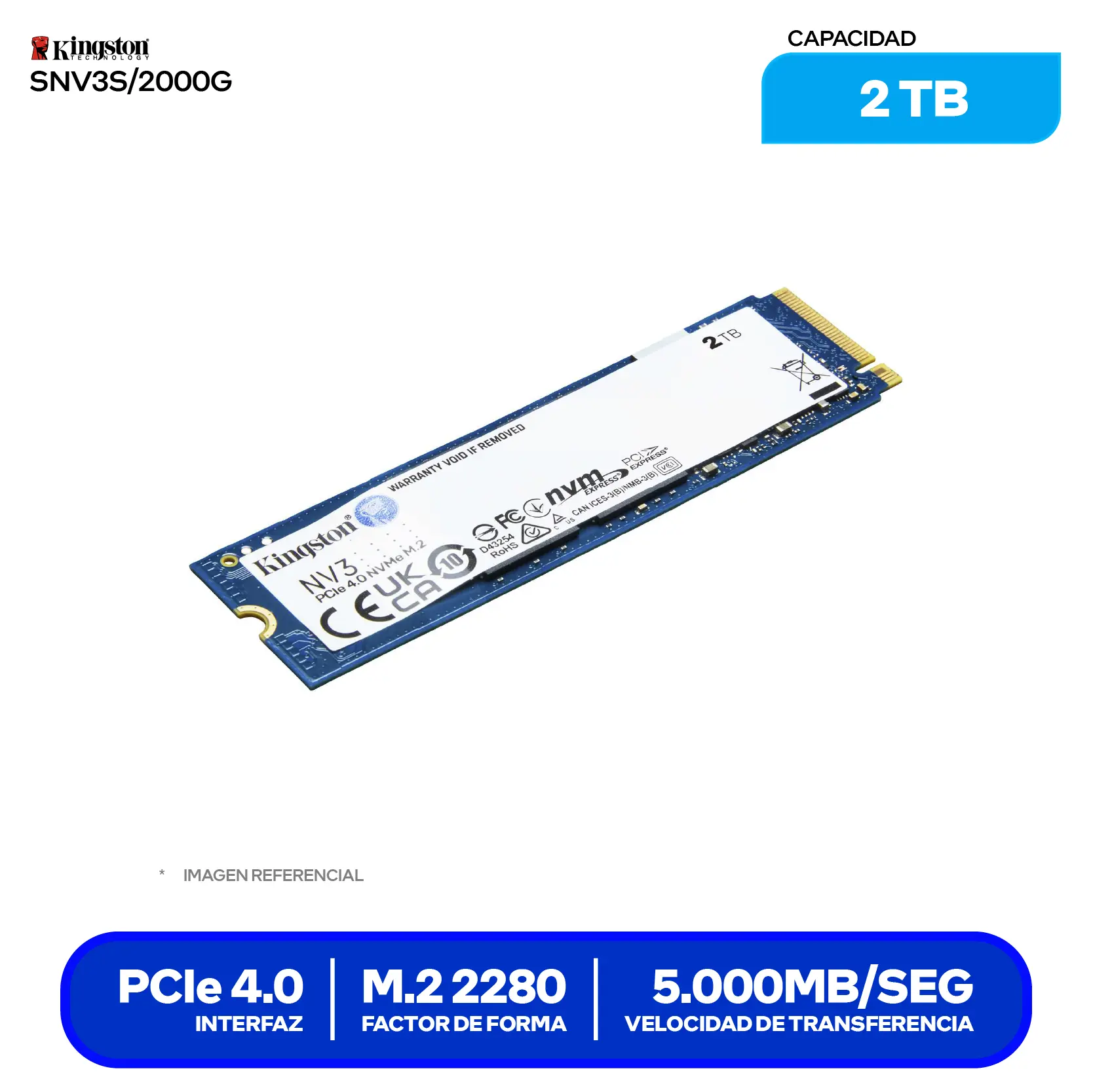SSD Kingston NV3 2TB (SNV3S/2000G) M.2 2280, PCIe 4.0