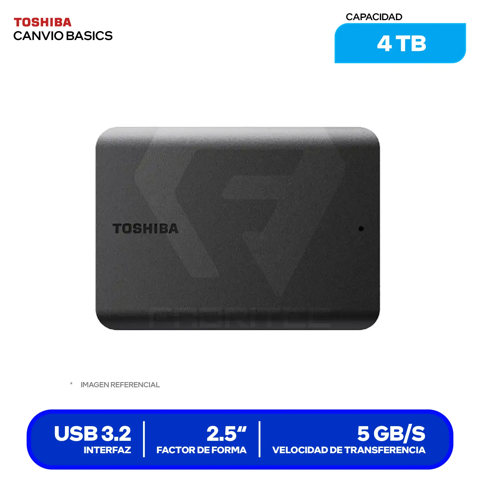 Disco Duro Externo Toshiba Canvio Basics 4TB (HDTB540XK3CA) USB 3.0, 2.5"