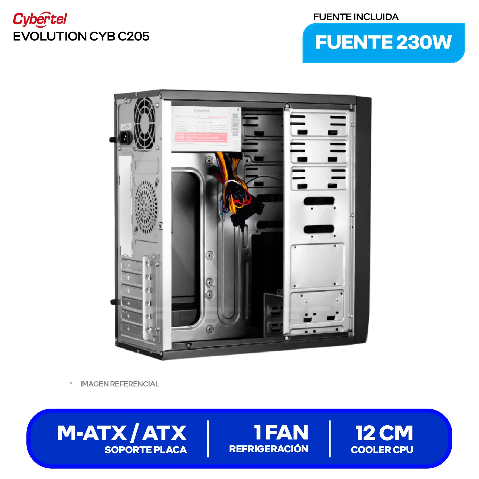 Case Cybertel Evolution CYB C205 (CYB C205) Con Fuente 230W, 2 Fan