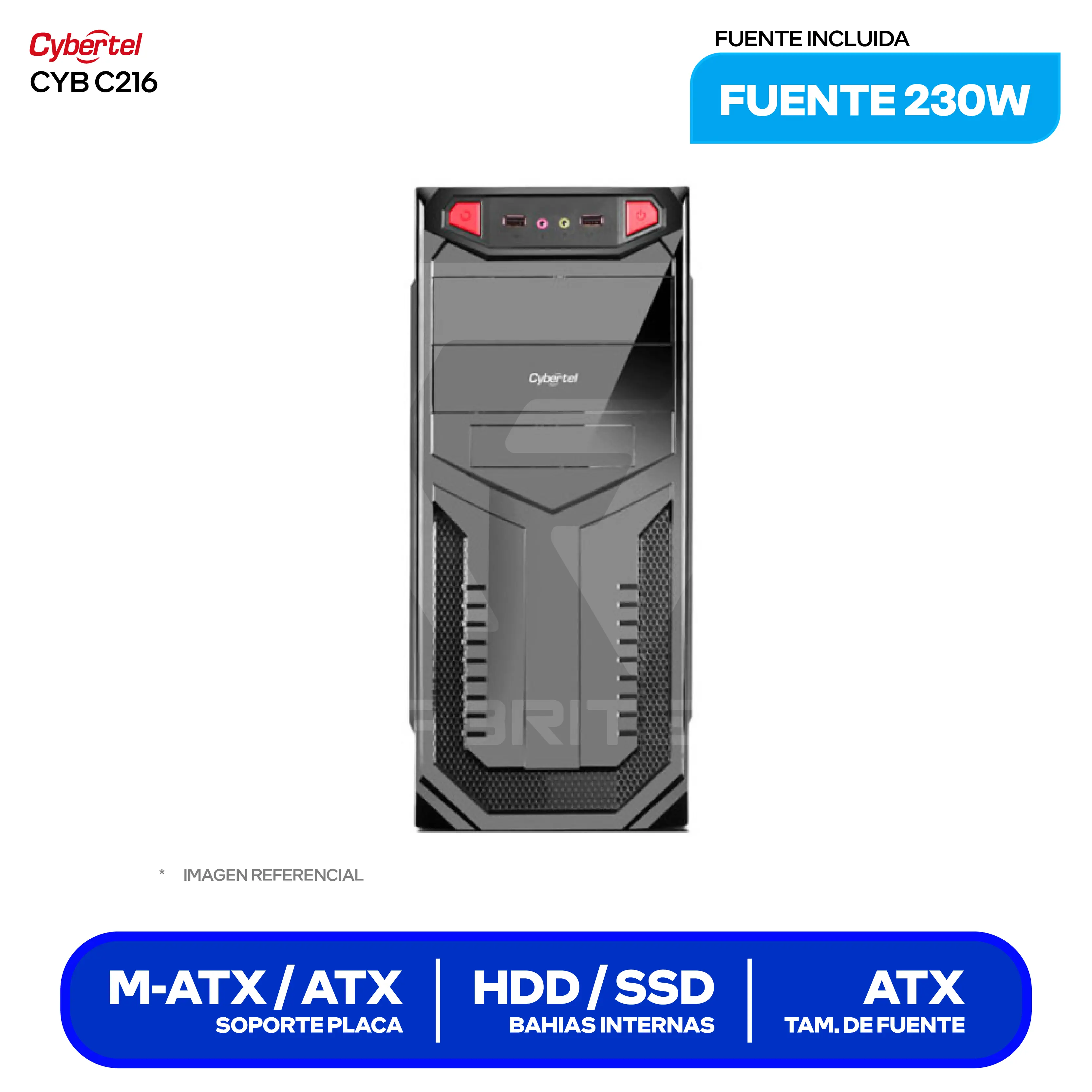 Case Cybertel Mercury CYB C216 Black (CYB C216) Con Fuente 230W, 1 Fan 80mm