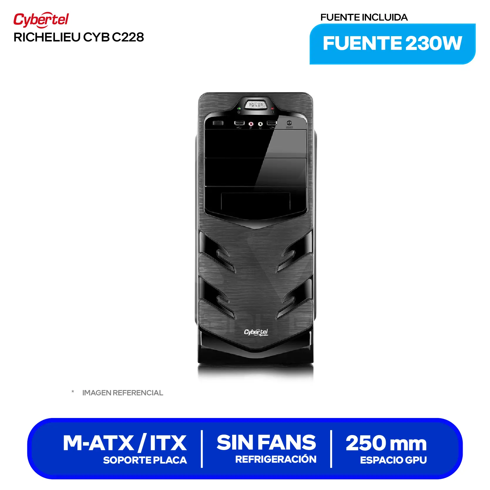 Case Cybertel Richelieu CYB C228 (RICHELIEU CYB C228) Con Fuente 230W, 1 Fan