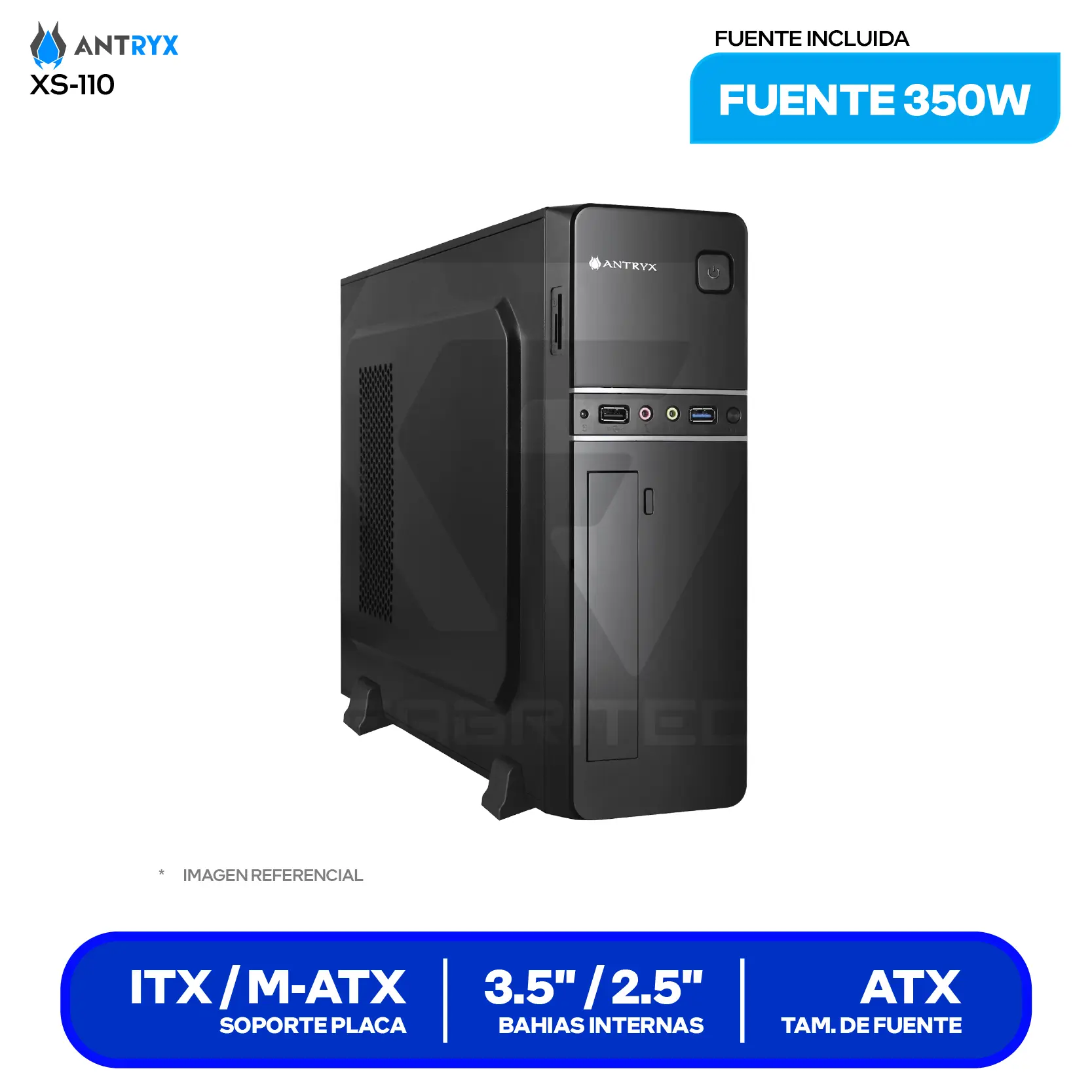 Case Slim Antryx Xtreme XS-110 (AC-XS110K-350CP) Con fuente de 350W
