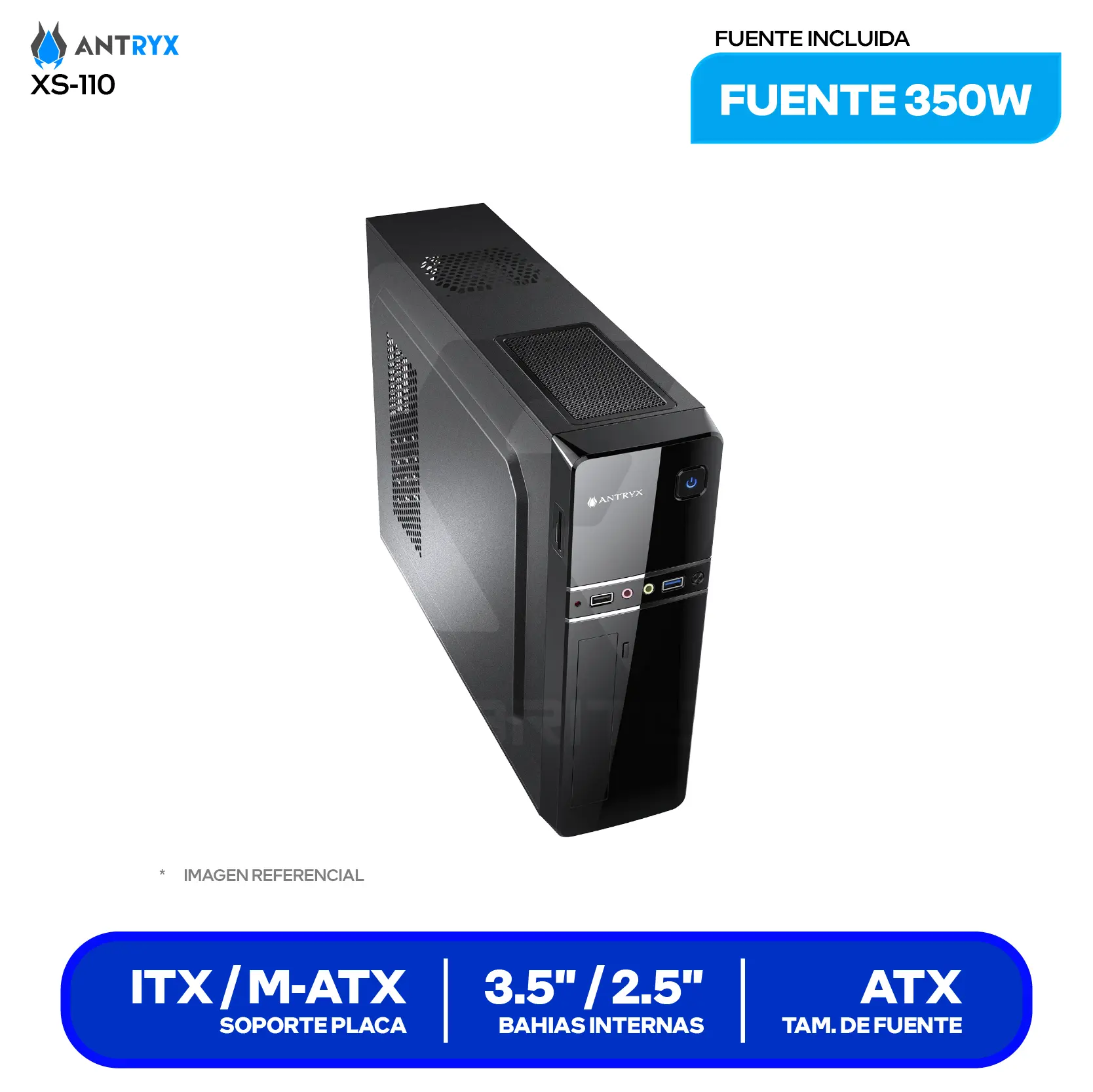 Case Slim Antryx Xtreme XS-110 (AC-XS110K-350CP) Con fuente de 350W