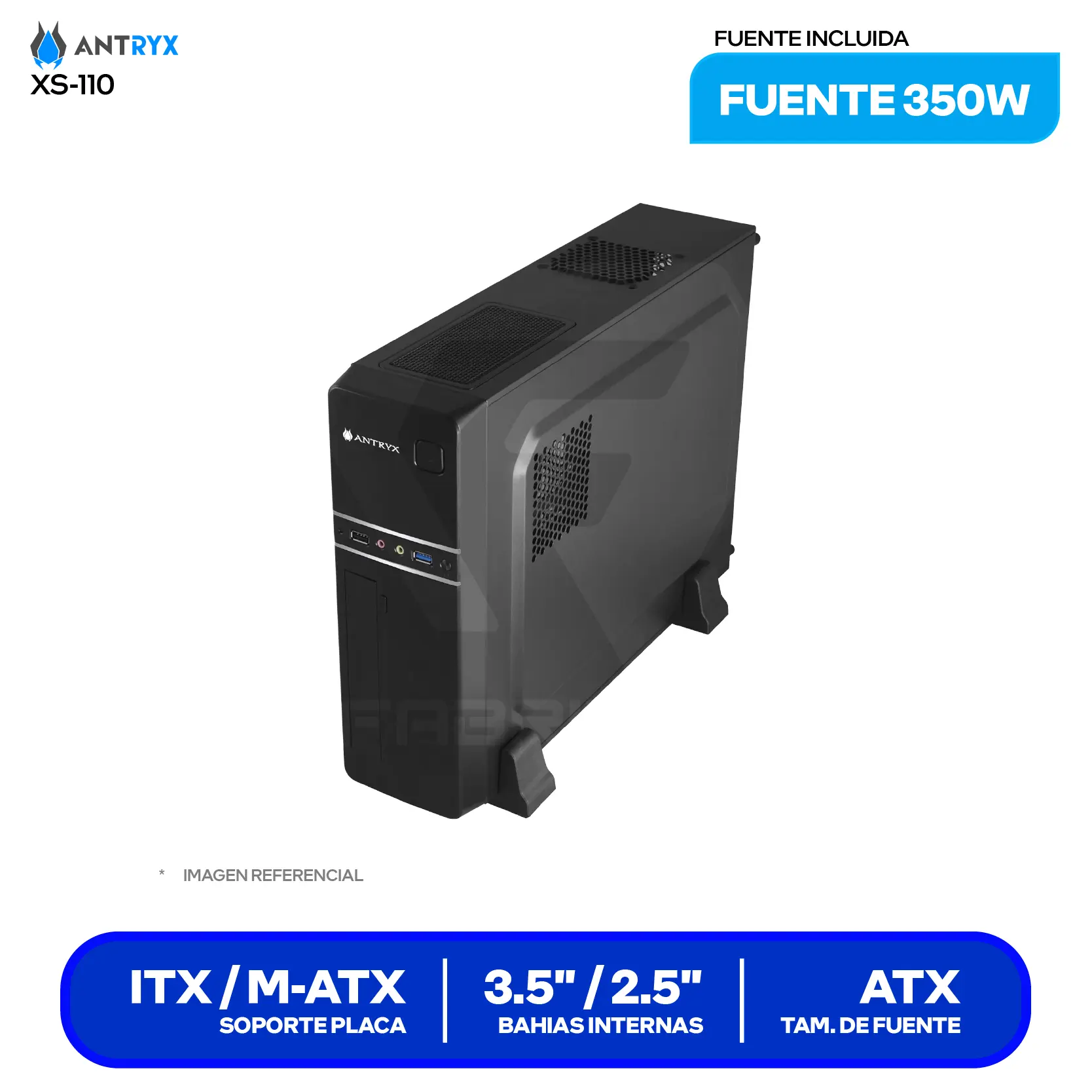 Case Slim Antryx Xtreme XS-110 (AC-XS110K-350CP) Con fuente de 350W