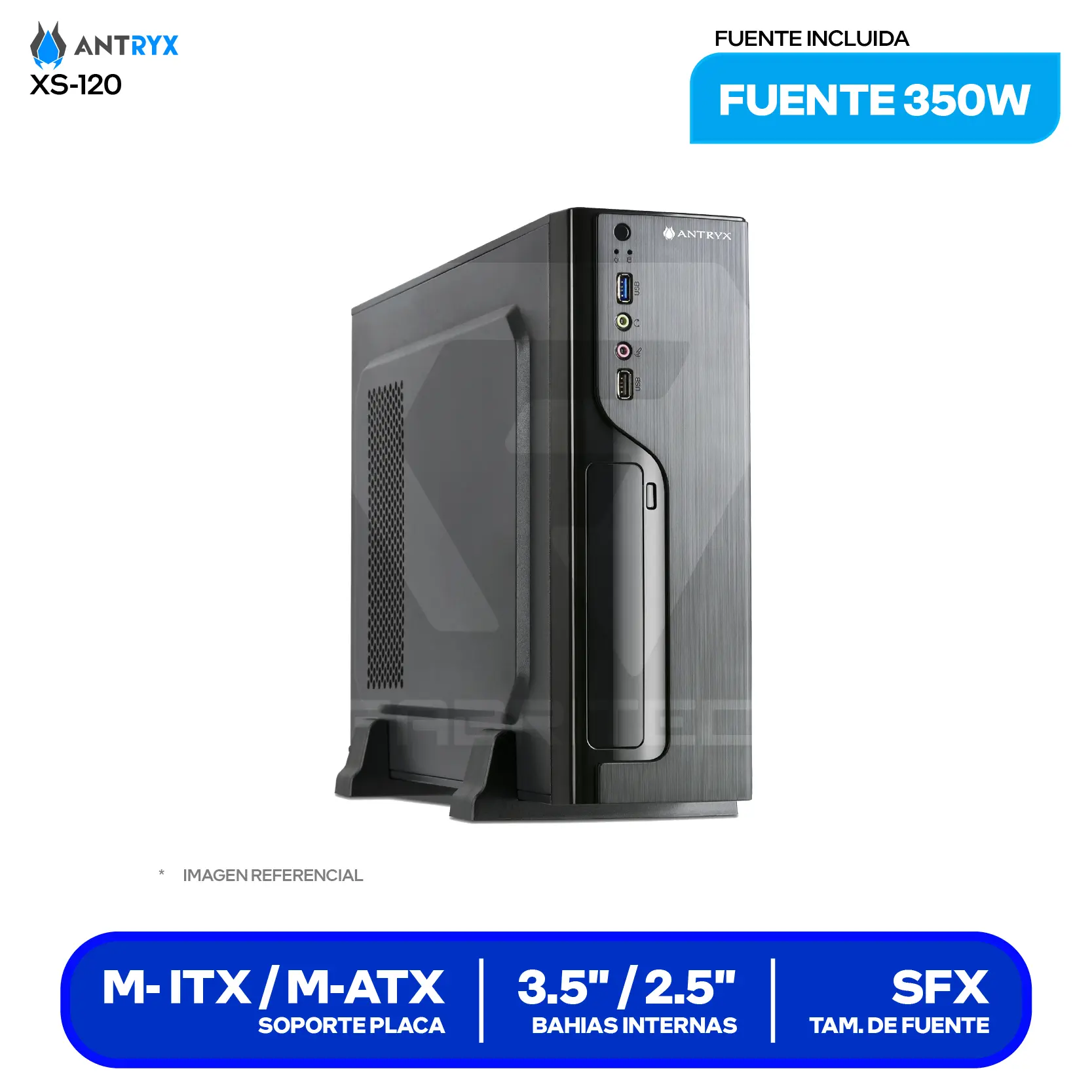 Case Slim Antryx Xtreme XS-120 (AC-XS120K-350CP) Con fuente de 350W