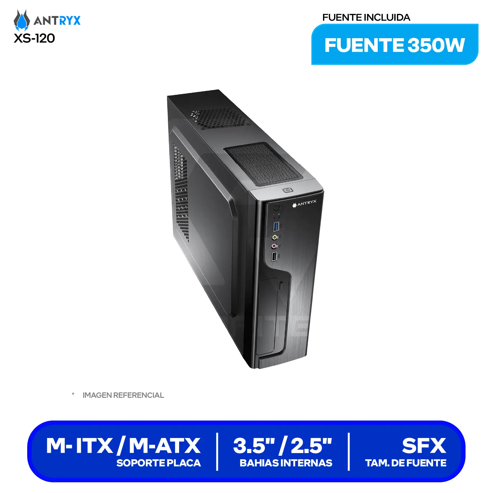 Case Slim Antryx Xtreme XS-120 (AC-XS120K-350CP) Con fuente de 350W