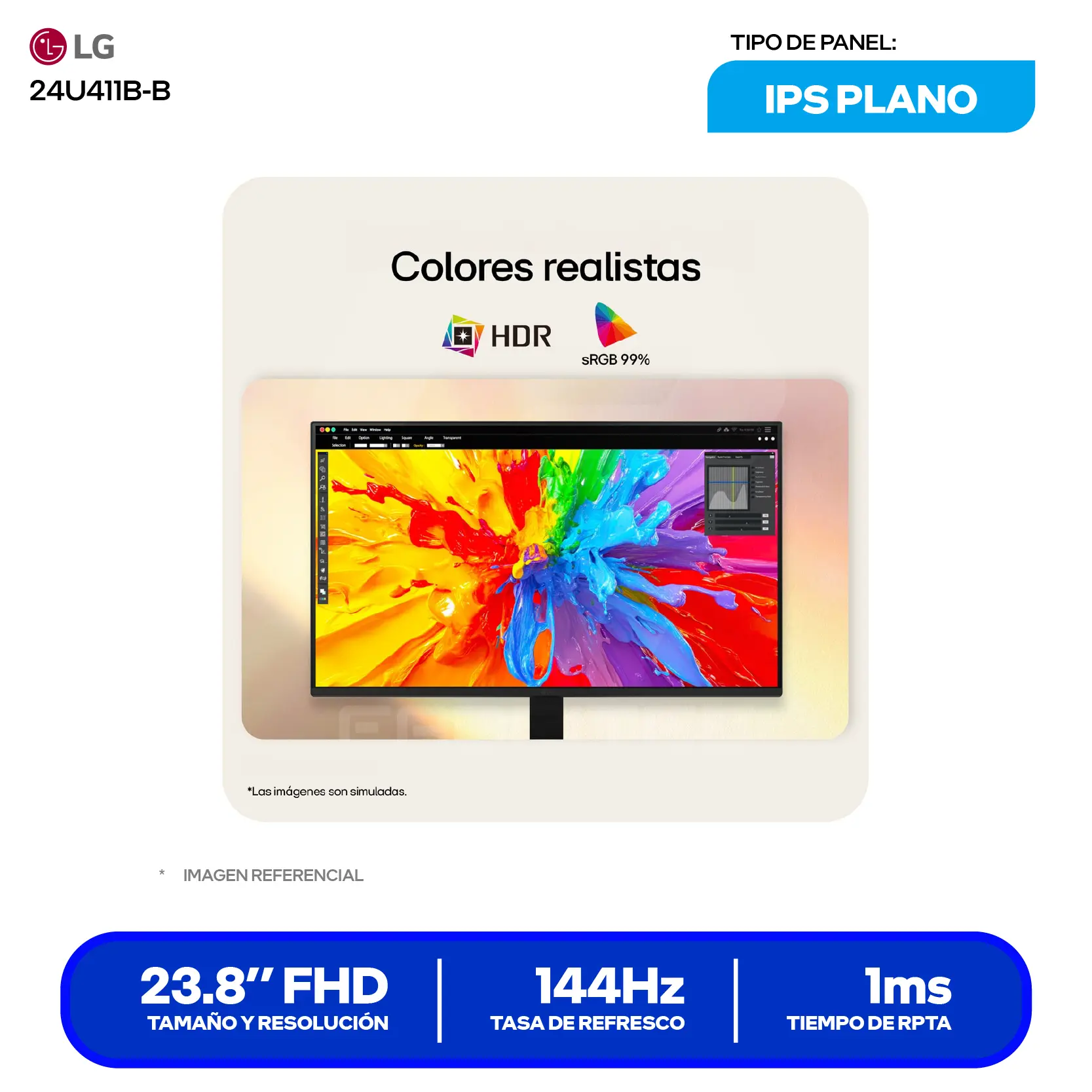 Monitor Gamer LG UltraGear 24" (24U411B-B) FHD, IPS, 144Hz, 1ms